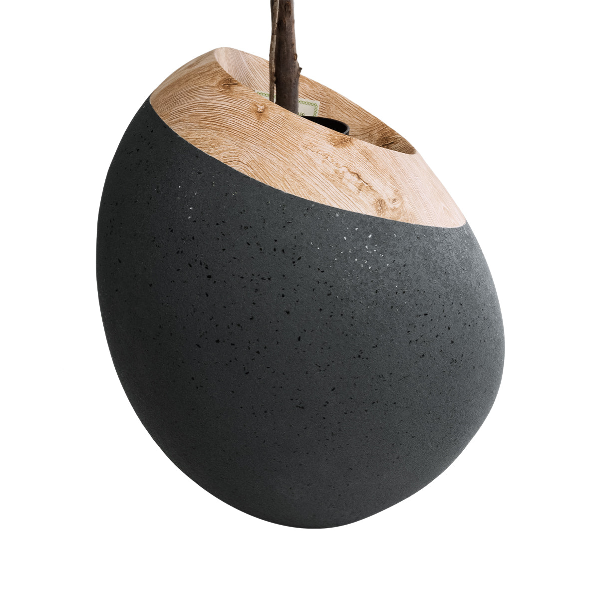 GloboStar® Artificial Garden RAVELLO 20747 Επιδαπέδιο Πολυεστερικό Τσιμεντένιο Κασπώ Γλάστρα - Flower Pot Μαύρο με Καφέ Μ60 x Π50 x Υ75cm - ledmania.gr