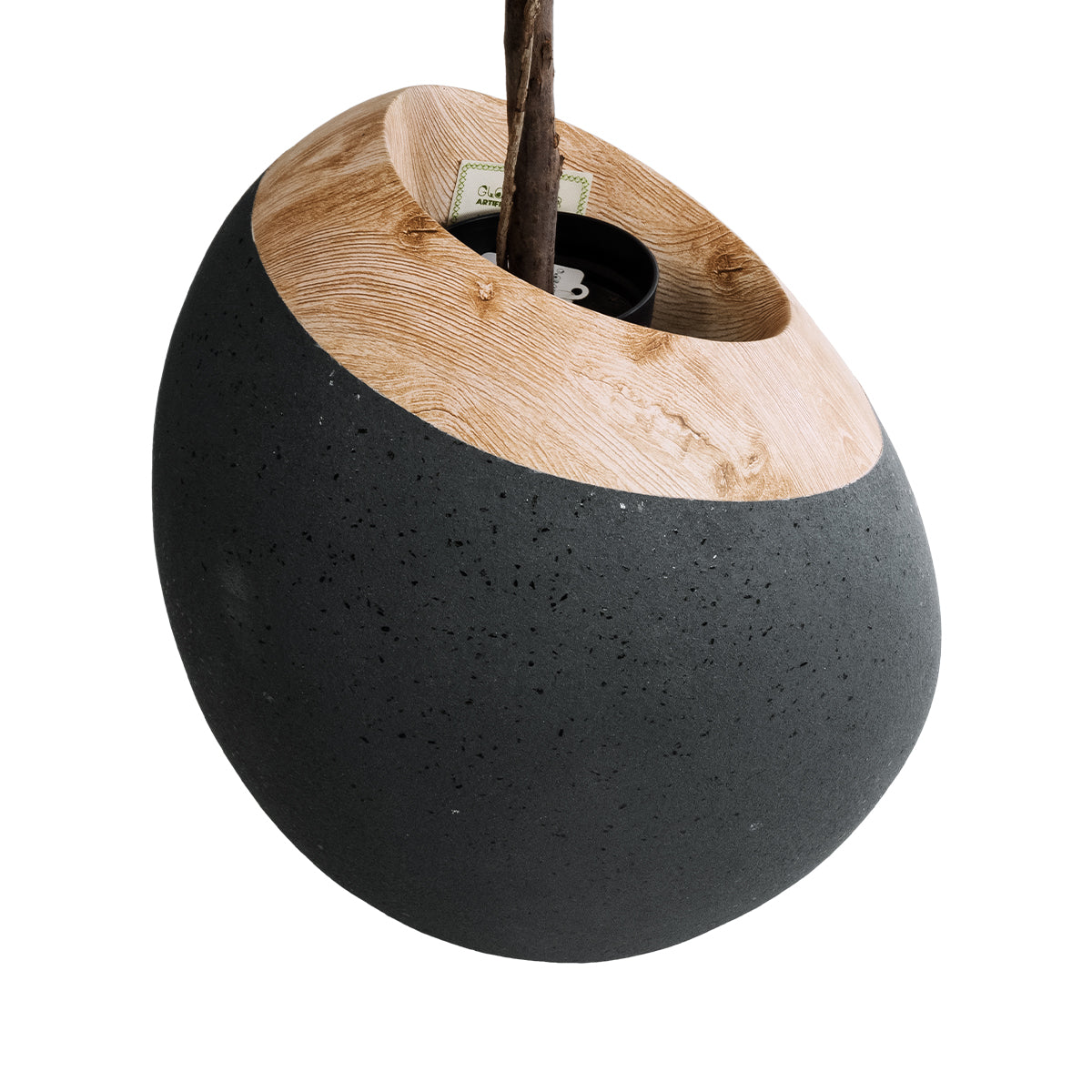 GloboStar® Artificial Garden RAVELLO 20747 Επιδαπέδιο Πολυεστερικό Τσιμεντένιο Κασπώ Γλάστρα - Flower Pot Μαύρο με Καφέ Μ60 x Π50 x Υ75cm - ledmania.gr