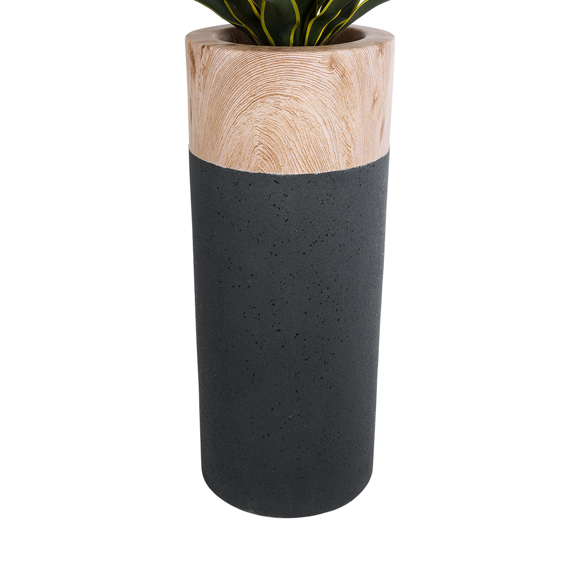 GloboStar® Artificial Garden BELLANO 20748 Επιδαπέδιο Πολυεστερικό Τσιμεντένιο Κασπώ Γλάστρα - Flower Pot Καφέ - Μαύρο Φ36 x Υ90cm - ledmania.gr