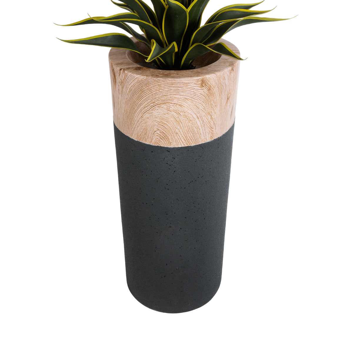 GloboStar® Artificial Garden BELLANO 20748 Επιδαπέδιο Πολυεστερικό Τσιμεντένιο Κασπώ Γλάστρα - Flower Pot Καφέ - Μαύρο Φ36 x Υ90cm - ledmania.gr