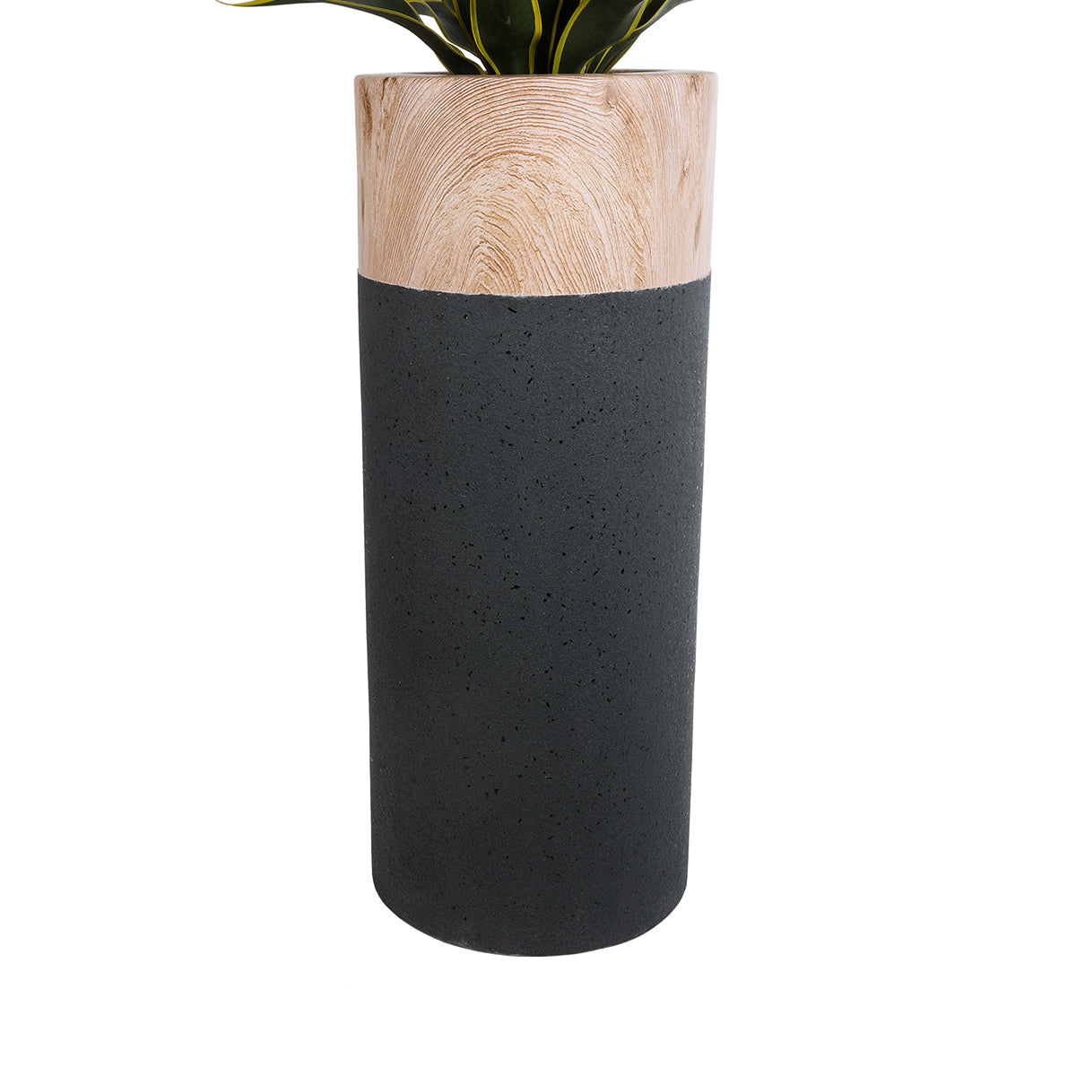 GloboStar® Artificial Garden BELLANO 20748 Επιδαπέδιο Πολυεστερικό Τσιμεντένιο Κασπώ Γλάστρα - Flower Pot Καφέ - Μαύρο Φ36 x Υ90cm - ledmania.gr