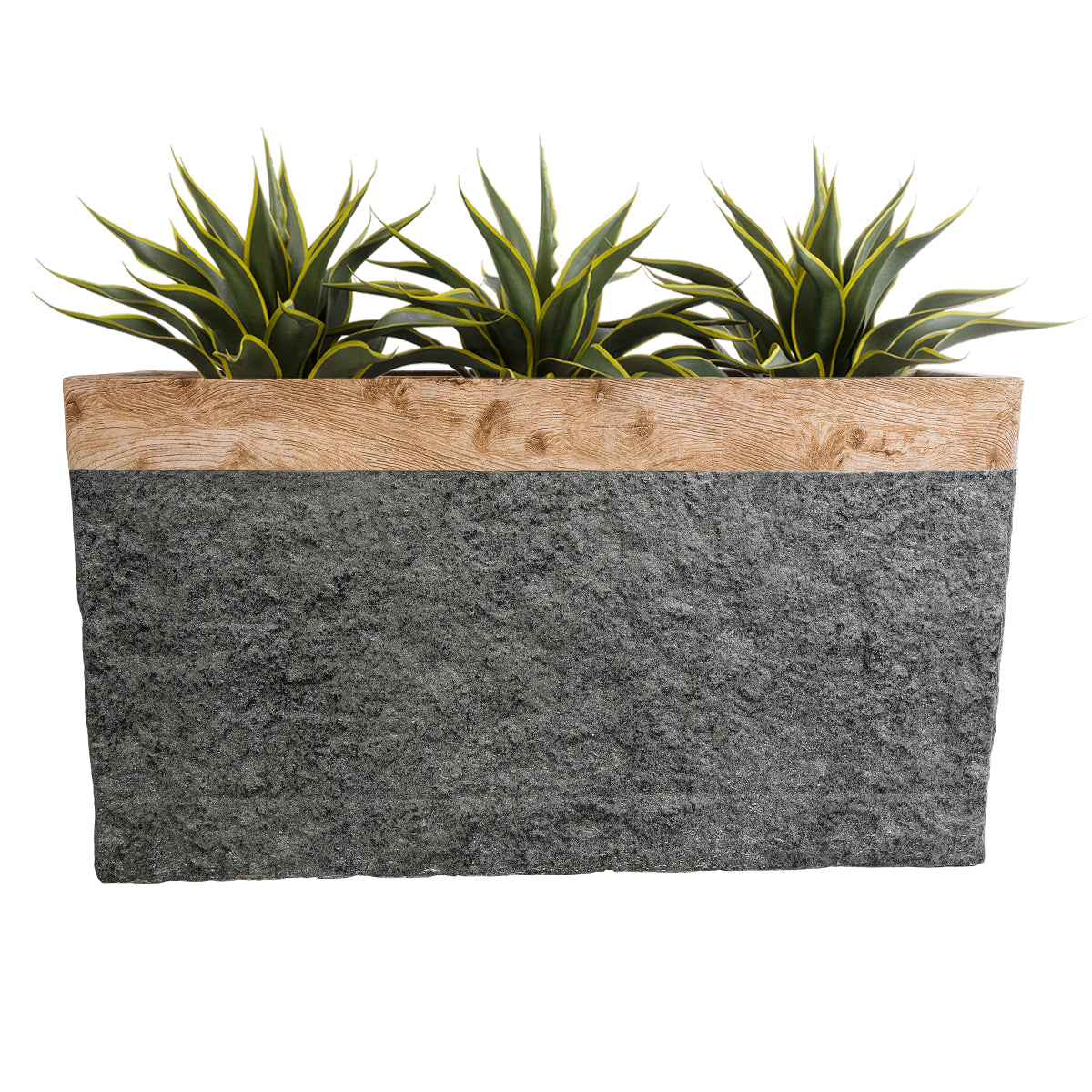 GloboStar® Artificial Garden TOSCANE 20749 Επιδαπέδιο Πολυεστερικό Τσιμεντένιο Κασπώ Γλάστρα - Flower Pot Καφέ - Γκρι Μ110 x Π30 x Υ61cm - ledmania.gr