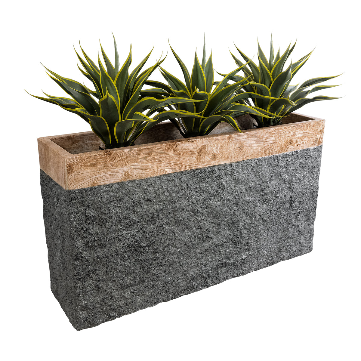 GloboStar® Artificial Garden TOSCANE 20749 Επιδαπέδιο Πολυεστερικό Τσιμεντένιο Κασπώ Γλάστρα - Flower Pot Καφέ - Γκρι Μ110 x Π30 x Υ61cm - ledmania.gr