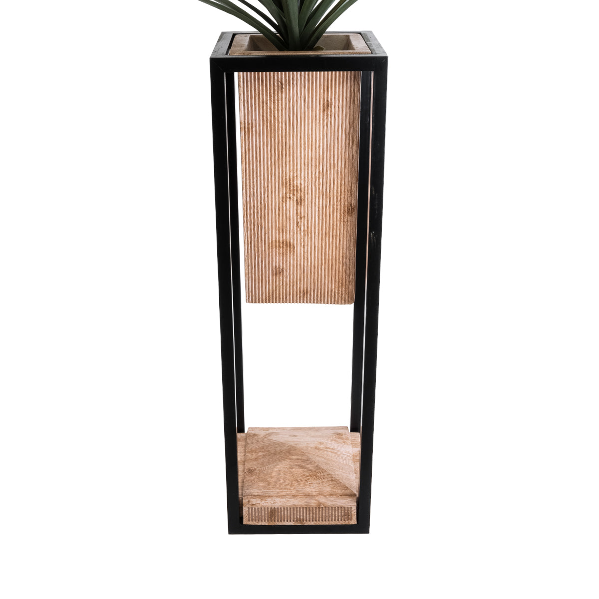 GloboStar® Artificial Garden CASSIANO 20752 Επιδαπέδιο Μεταλλικό Τσιμεντένιο Κασπώ Γλάστρα - Flower Pot Καφέ με Μαύρο Μ36 x Π36 x Υ120cm - ledmania.gr