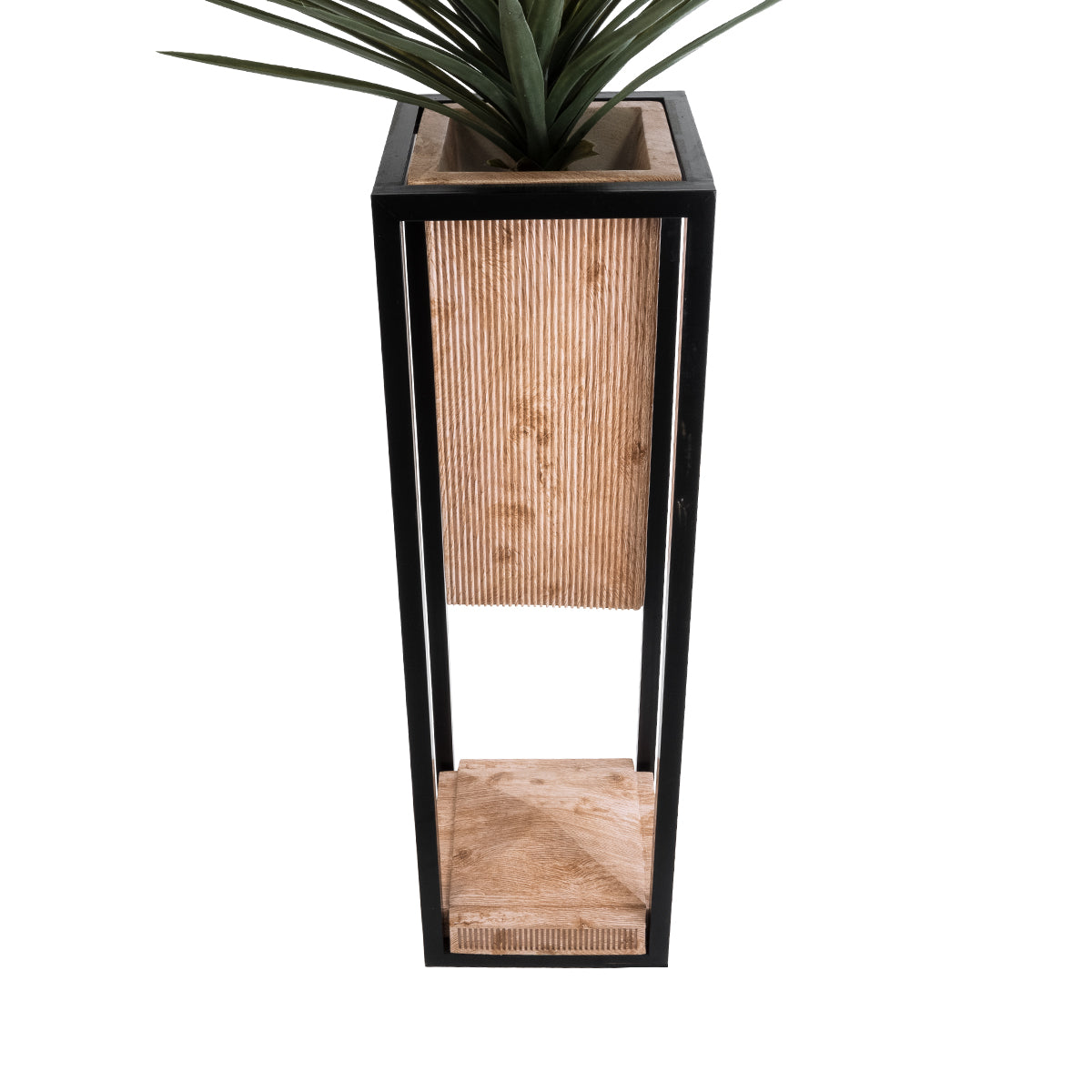 GloboStar® Artificial Garden CASSIANO 20752 Επιδαπέδιο Μεταλλικό Τσιμεντένιο Κασπώ Γλάστρα - Flower Pot Καφέ με Μαύρο Μ36 x Π36 x Υ120cm - ledmania.gr