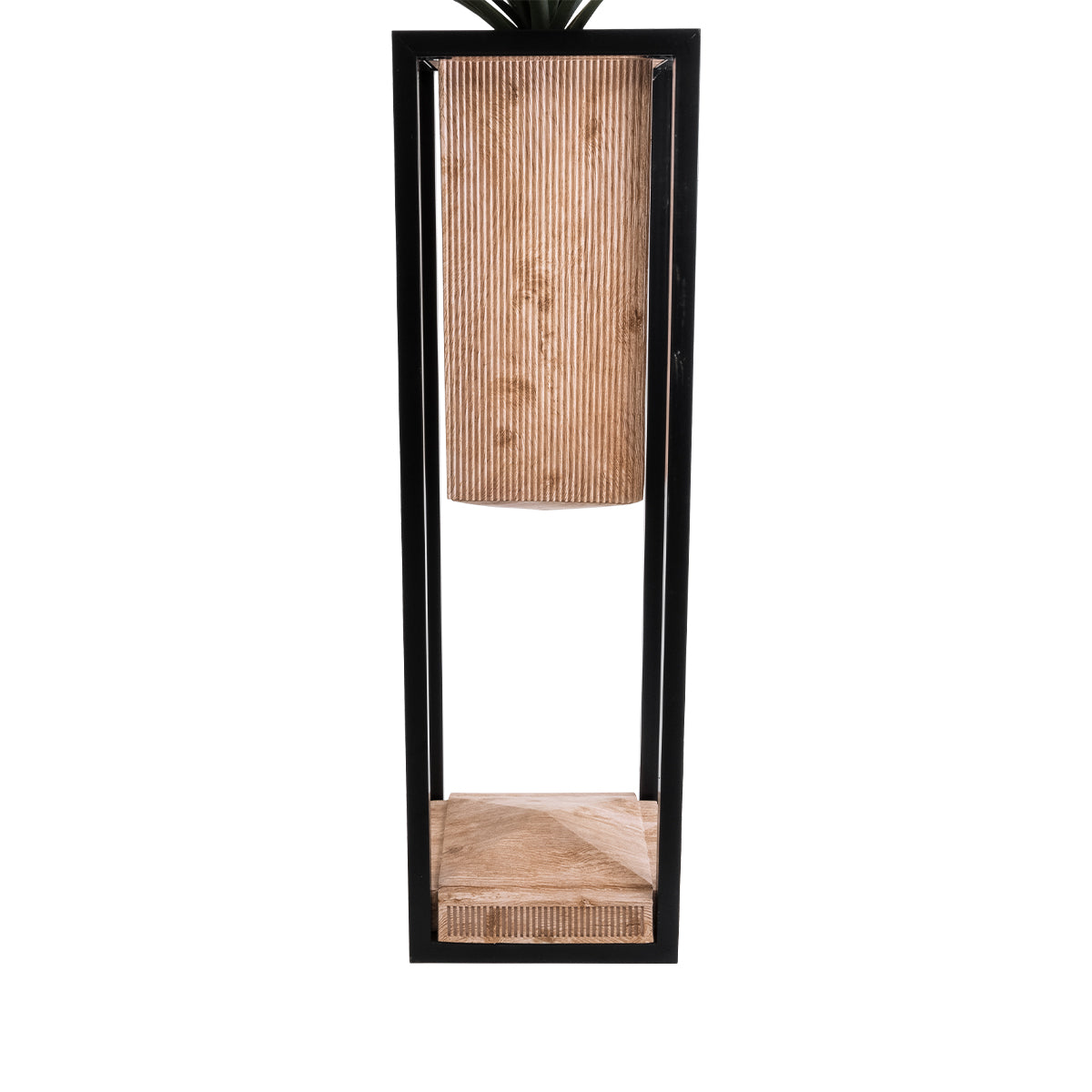 GloboStar® Artificial Garden CASSIANO 20752 Επιδαπέδιο Μεταλλικό Τσιμεντένιο Κασπώ Γλάστρα - Flower Pot Καφέ με Μαύρο Μ36 x Π36 x Υ120cm - ledmania.gr
