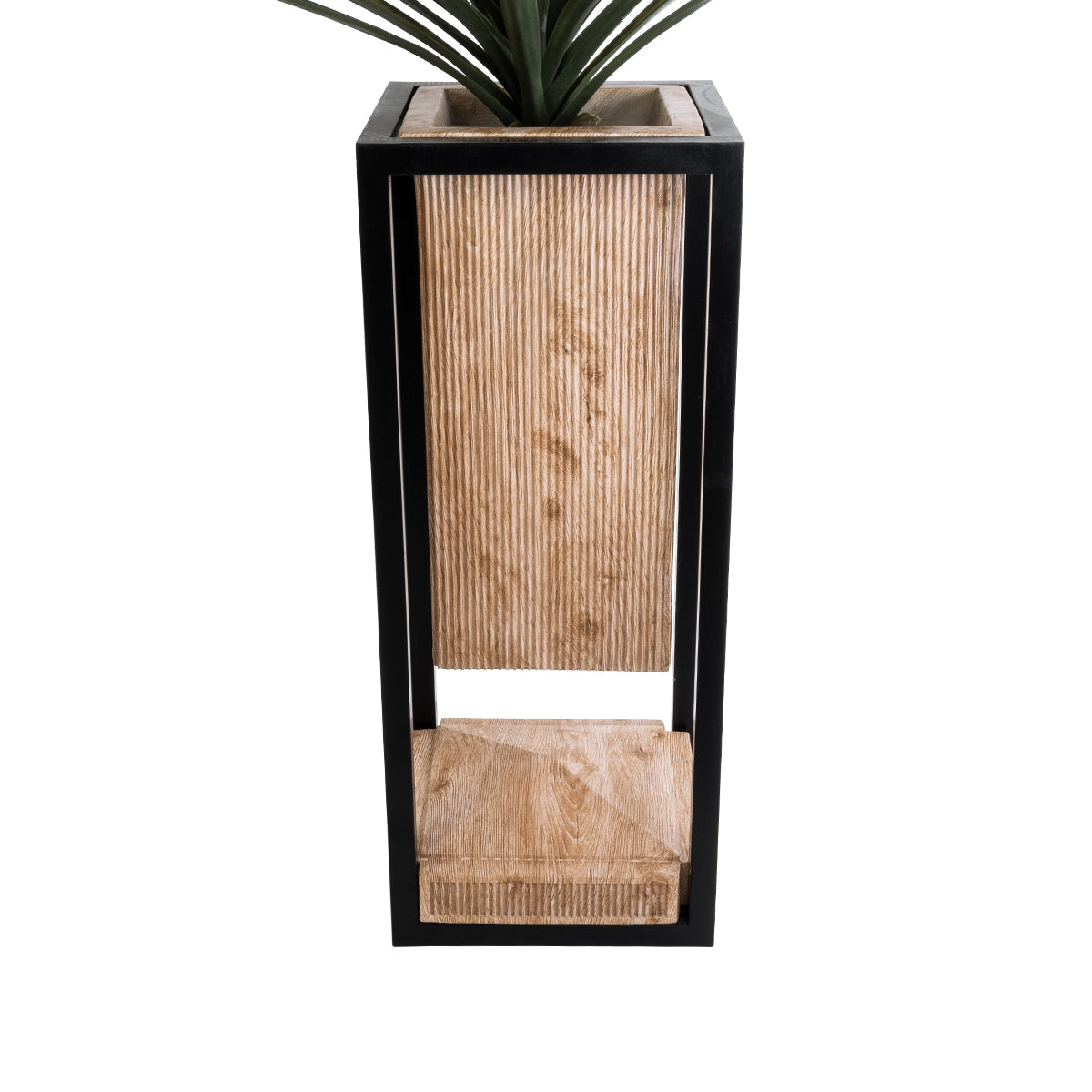 GloboStar® Artificial Garden CASSIANO 20753 Επιδαπέδιο Μεταλλικό Τσιμεντένιο Κασπώ Γλάστρα - Flower Pot Καφέ με Μαύρο Μ36 x Π36 x Υ90cm - ledmania.gr