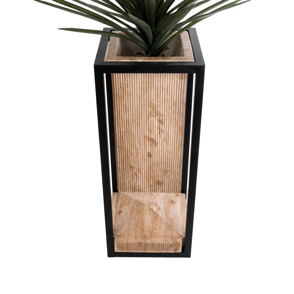 GloboStar® Artificial Garden CASSIANO 20753 Επιδαπέδιο Μεταλλικό Τσιμεντένιο Κασπώ Γλάστρα - Flower Pot Καφέ με Μαύρο Μ36 x Π36 x Υ90cm - ledmania.gr