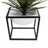 GloboStar® Artificial Garden FIORI 20754 Επιδαπέδιο Μεταλλικό Τσιμεντένιο Κασπώ Γλάστρα - Flower Pot Λευκό με Μαύρο Μ60 x Π40 x Υ60cm - ledmania.gr