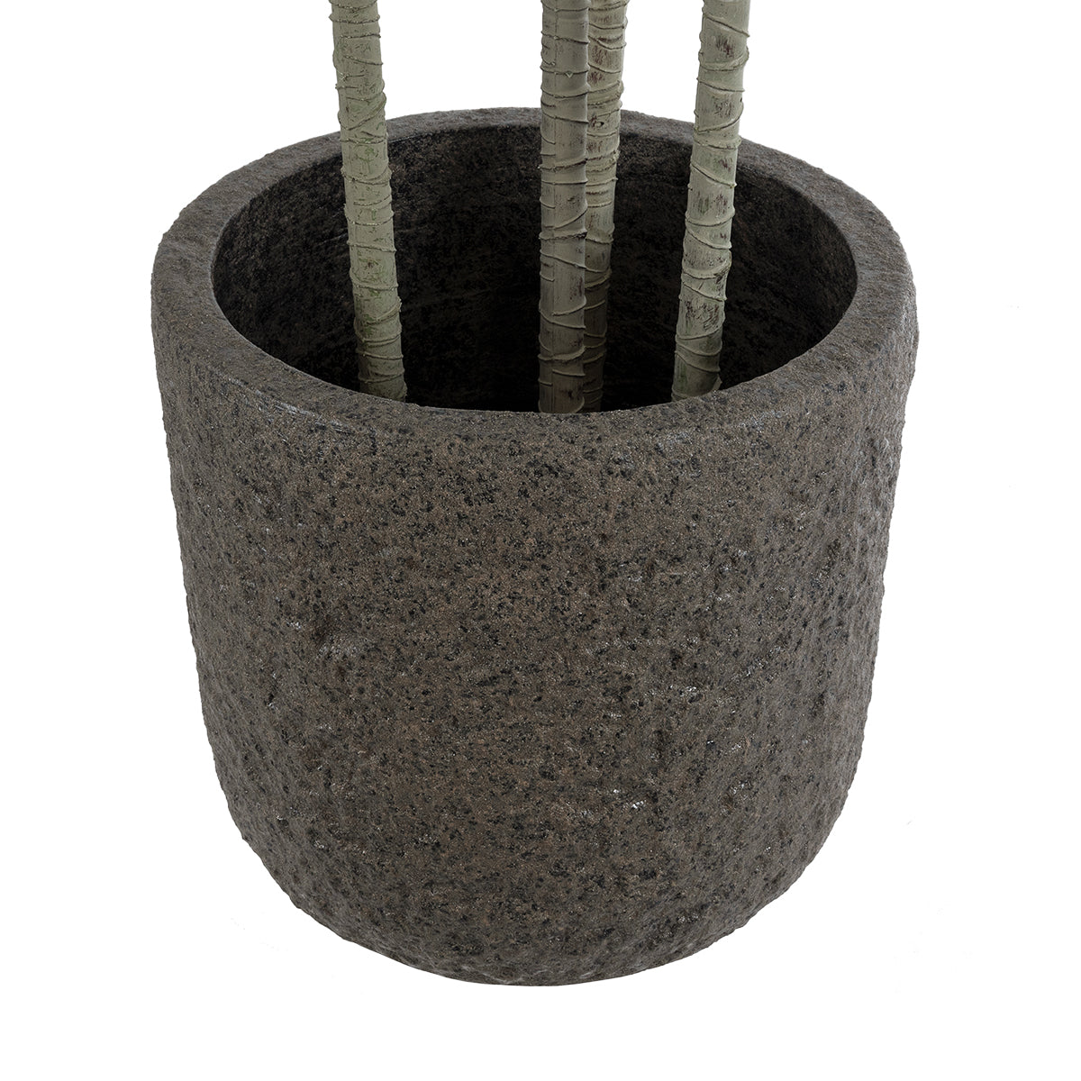 GloboStar® Artificial Garden LUCCA 20755 Επιδαπέδιο Πολυεστερικό Τσιμεντένιο Κασπώ Γλάστρα - Flower Pot Γκρι Ανθρακί Φ25 x Υ23cm - ledmania.gr