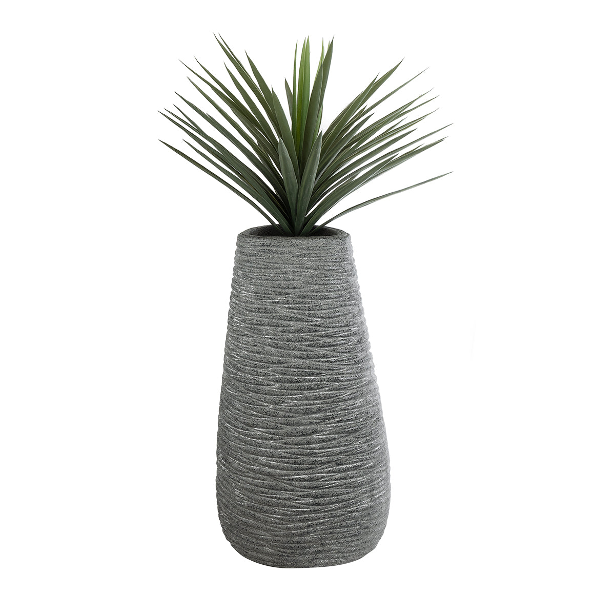 GloboStar® Artificial Garden RONDA 20760 Επιδαπέδιο Πολυεστερικό Τσιμεντένιο Κασπώ Γλάστρα - Flower Pot Γκρι Μ54 x Π48 x Υ104cm - ledmania.gr