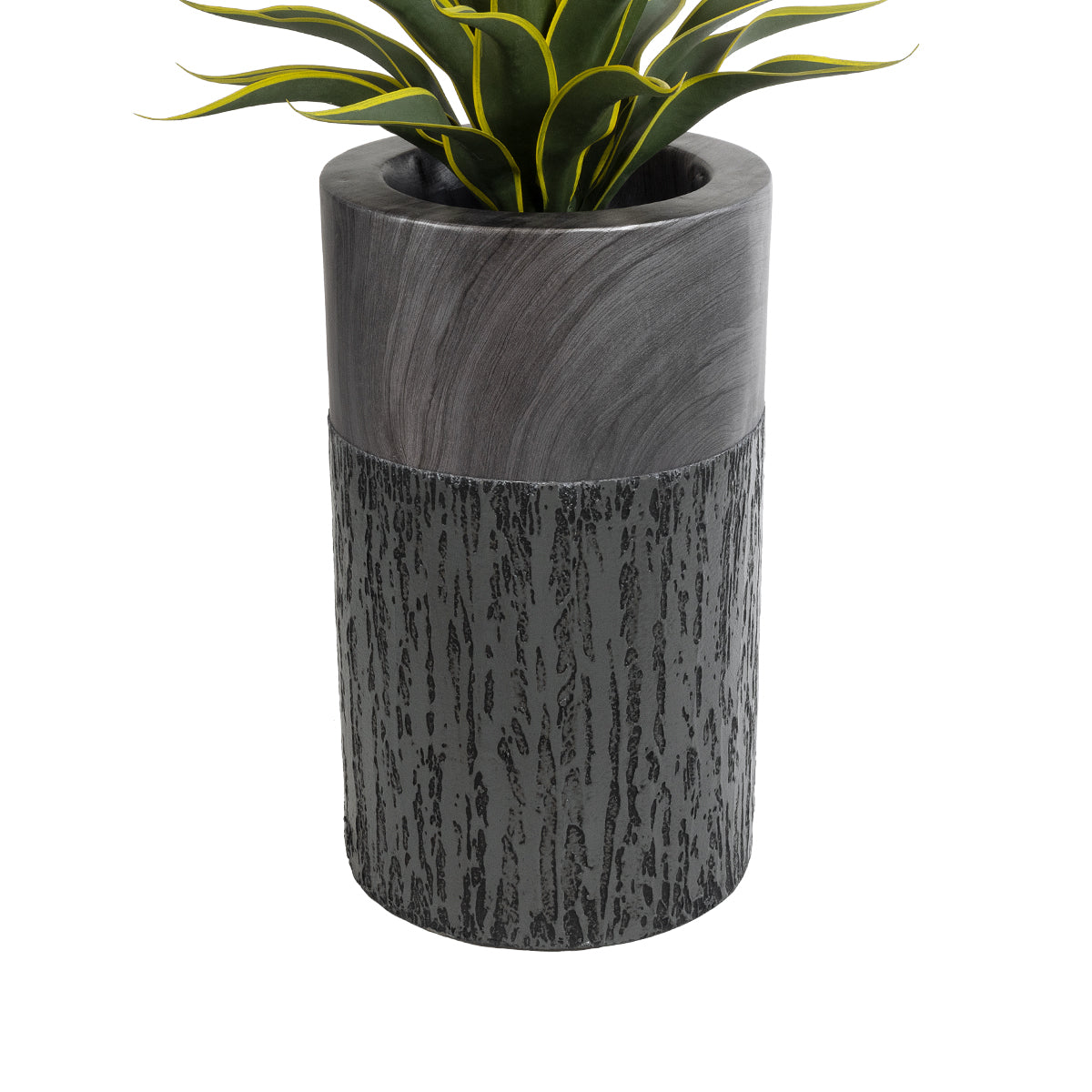 GloboStar® Artificial Garden PISA 20761 Επιδαπέδιο Πολυεστερικό Τσιμεντένιο Κασπώ Γλάστρα - Flower Pot Γκρι Ανθρακί Φ36 x Υ60cm - ledmania.gr