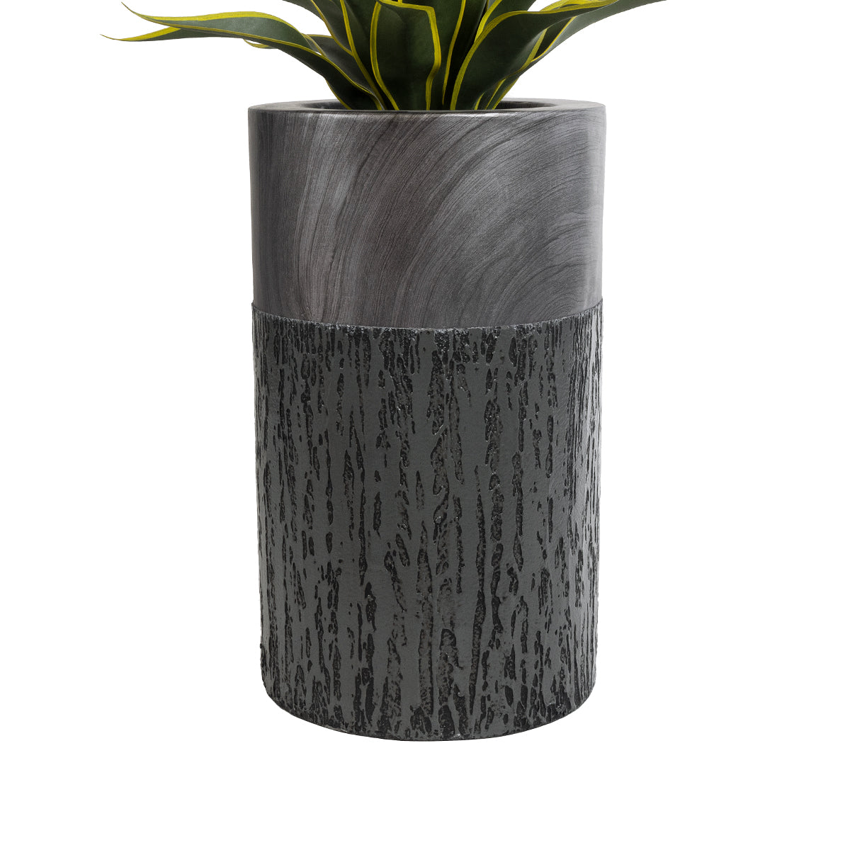 GloboStar® Artificial Garden PISA 20761 Επιδαπέδιο Πολυεστερικό Τσιμεντένιο Κασπώ Γλάστρα - Flower Pot Γκρι Ανθρακί Φ36 x Υ60cm - ledmania.gr