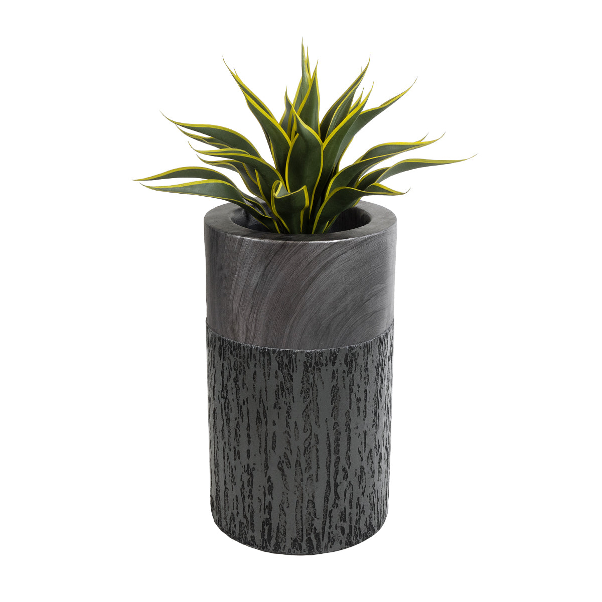 GloboStar® Artificial Garden PISA 20761 Επιδαπέδιο Πολυεστερικό Τσιμεντένιο Κασπώ Γλάστρα - Flower Pot Γκρι Ανθρακί Φ36 x Υ60cm - ledmania.gr