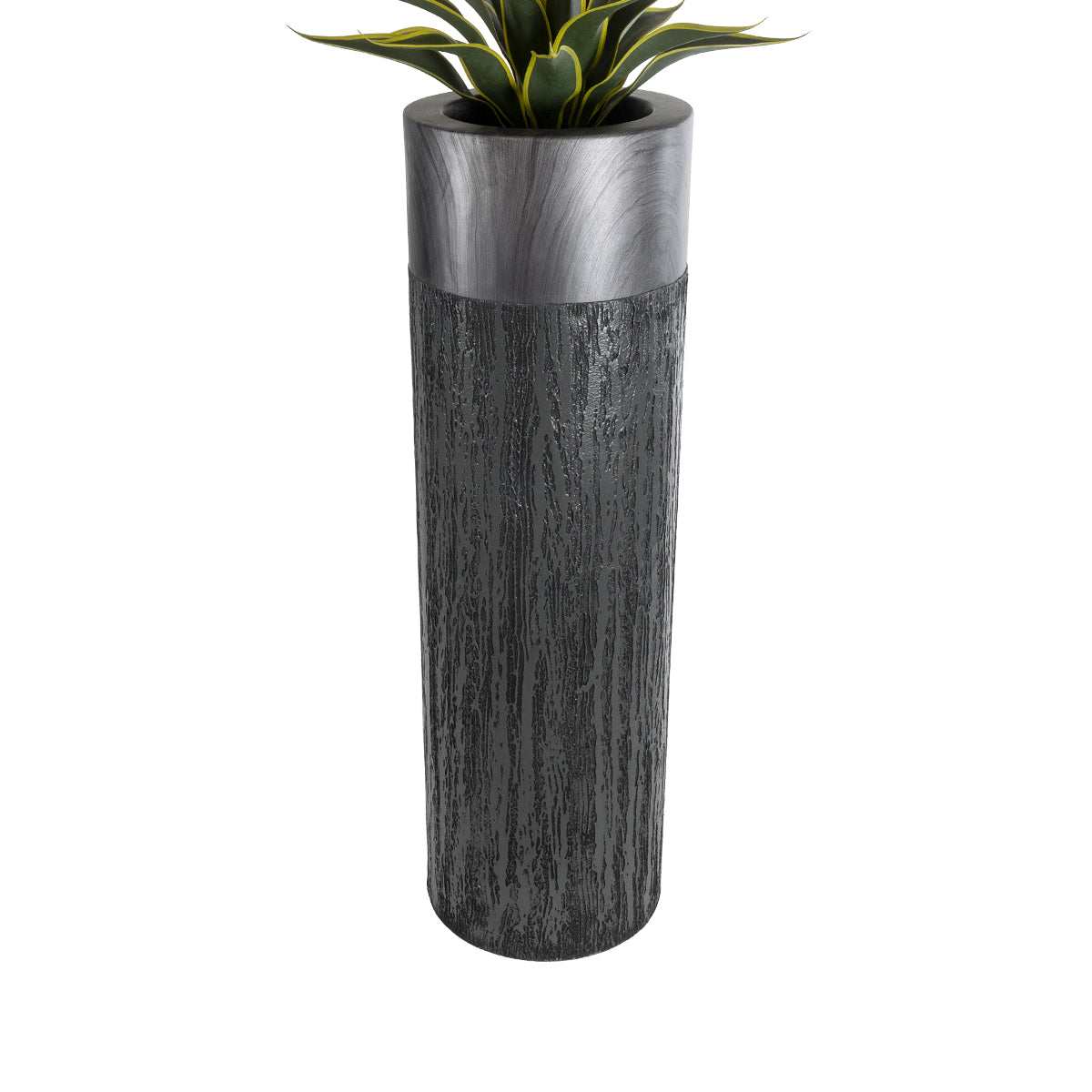 GloboStar® Artificial Garden PISA 20762 Επιδαπέδιο Πολυεστερικό Τσιμεντένιο Κασπώ Γλάστρα - Flower Pot Γκρι Ανθρακί Φ36 x Υ120cm - ledmania.gr