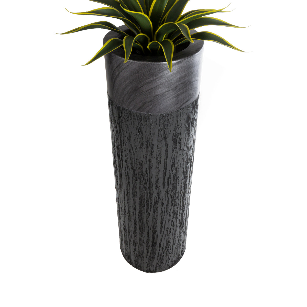 GloboStar® Artificial Garden PISA 20762 Επιδαπέδιο Πολυεστερικό Τσιμεντένιο Κασπώ Γλάστρα - Flower Pot Γκρι Ανθρακί Φ36 x Υ120cm - ledmania.gr