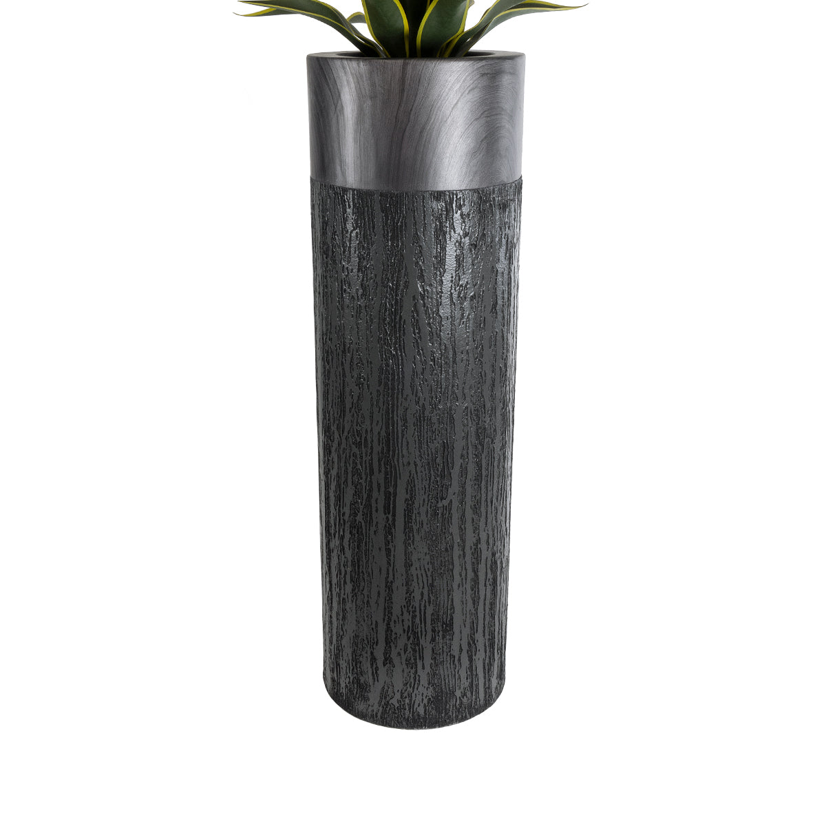 GloboStar® Artificial Garden PISA 20762 Επιδαπέδιο Πολυεστερικό Τσιμεντένιο Κασπώ Γλάστρα - Flower Pot Γκρι Ανθρακί Φ36 x Υ120cm - ledmania.gr