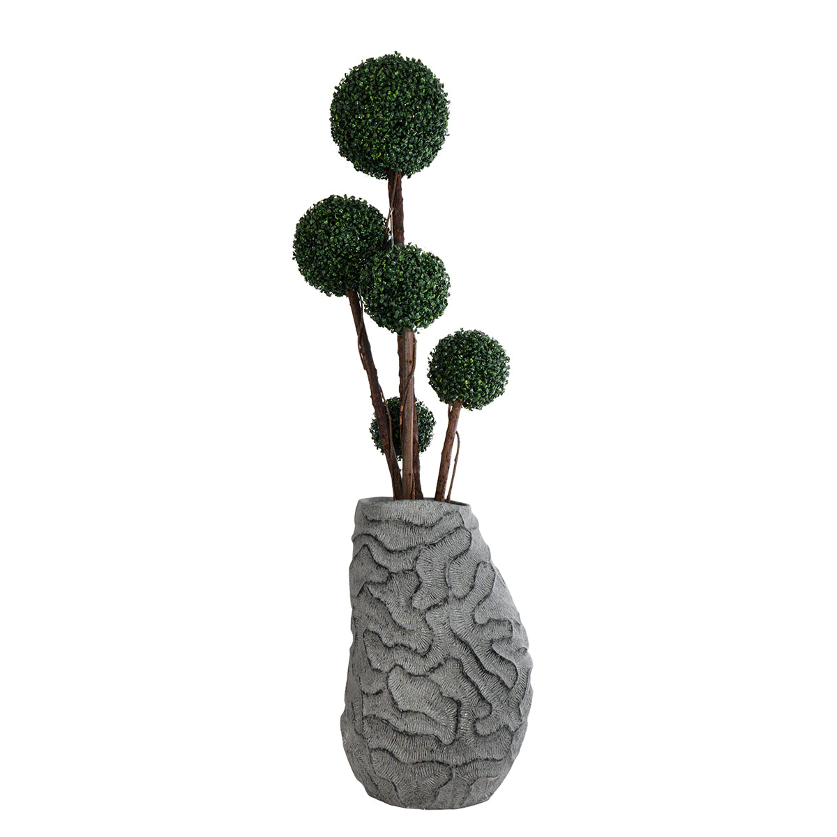 GloboStar® Artificial Garden GALICIA 20763 Επιδαπέδιο Πολυεστερικό Τσιμεντένιο Κασπώ Γλάστρα - Flower Pot Γκρι Φ52 x Υ80cm - ledmania.gr
