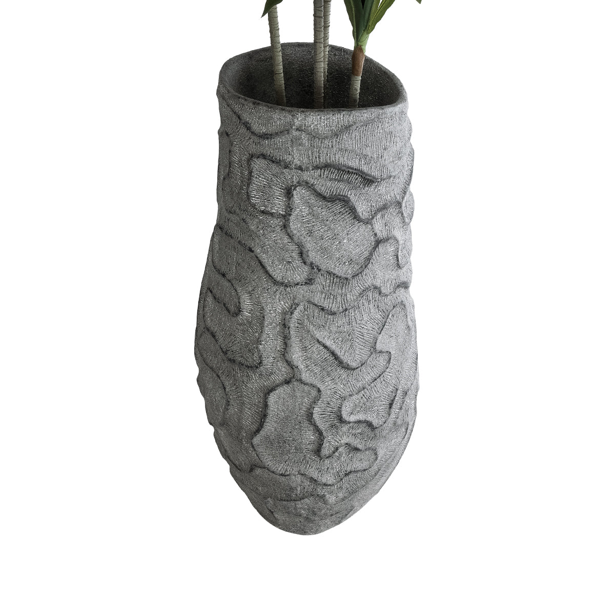 GloboStar® Artificial Garden GALICIA 20764 Επιδαπέδιο Πολυεστερικό Τσιμεντένιο Κασπώ Γλάστρα - Flower Pot Γκρι Φ50 x Υ110cm - ledmania.gr