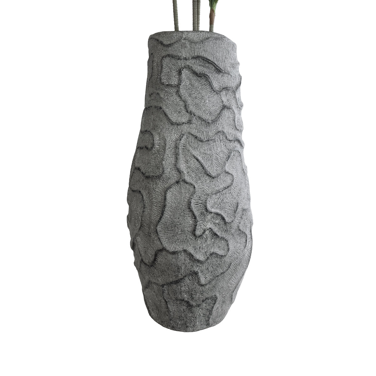 GloboStar® Artificial Garden GALICIA 20764 Επιδαπέδιο Πολυεστερικό Τσιμεντένιο Κασπώ Γλάστρα - Flower Pot Γκρι Φ50 x Υ110cm - ledmania.gr