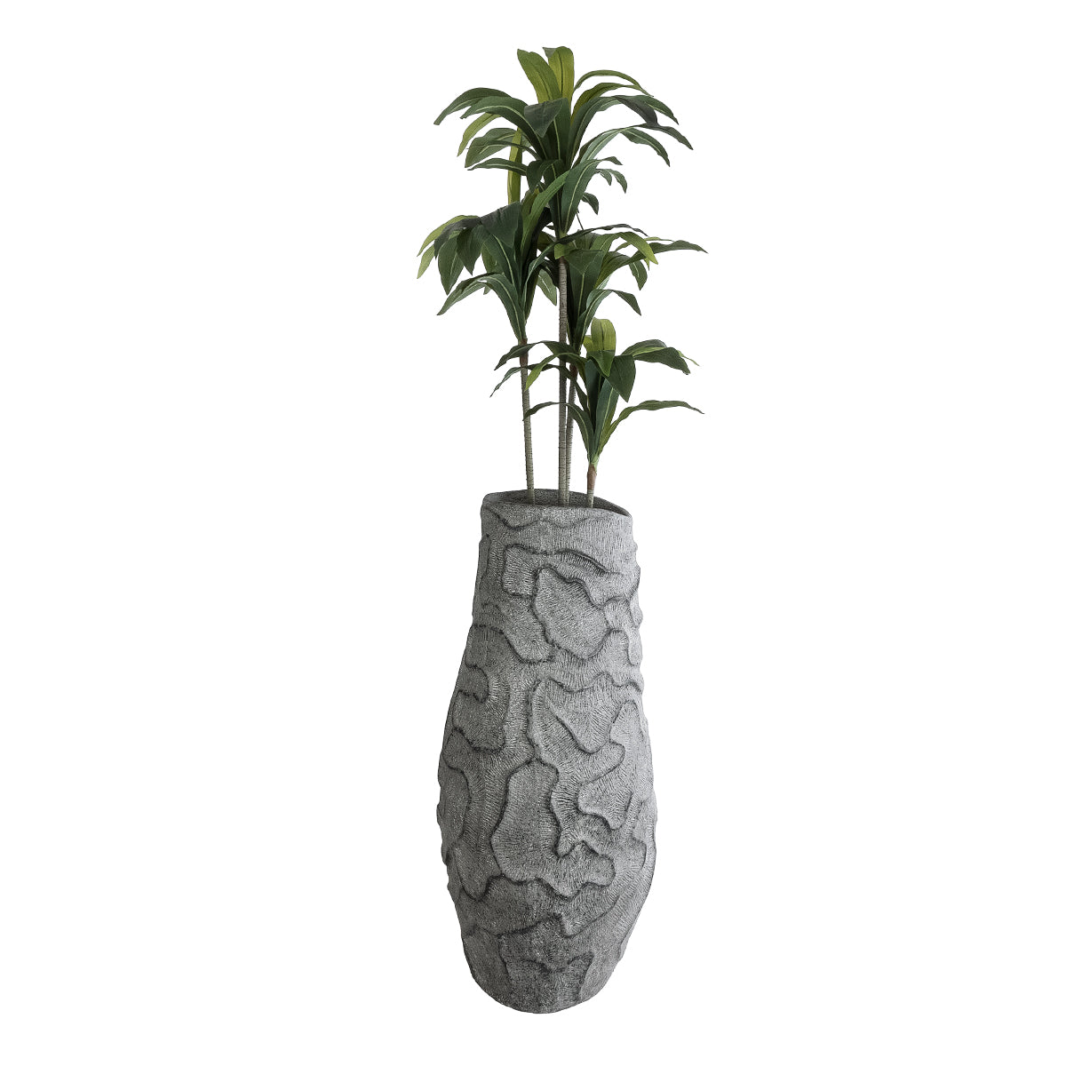 GloboStar® Artificial Garden GALICIA 20764 Επιδαπέδιο Πολυεστερικό Τσιμεντένιο Κασπώ Γλάστρα - Flower Pot Γκρι Φ50 x Υ110cm - ledmania.gr