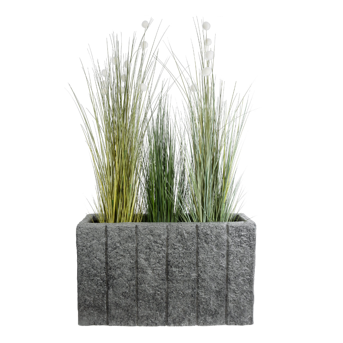 GloboStar® Artificial Garden PELLEGRINO 20765 Επιδαπέδιο Πολυεστερικό Τσιμεντένιο Κασπώ Γλάστρα - Flower Pot Γκρι Μ100 x Π31 x Υ60cm - ledmania.gr