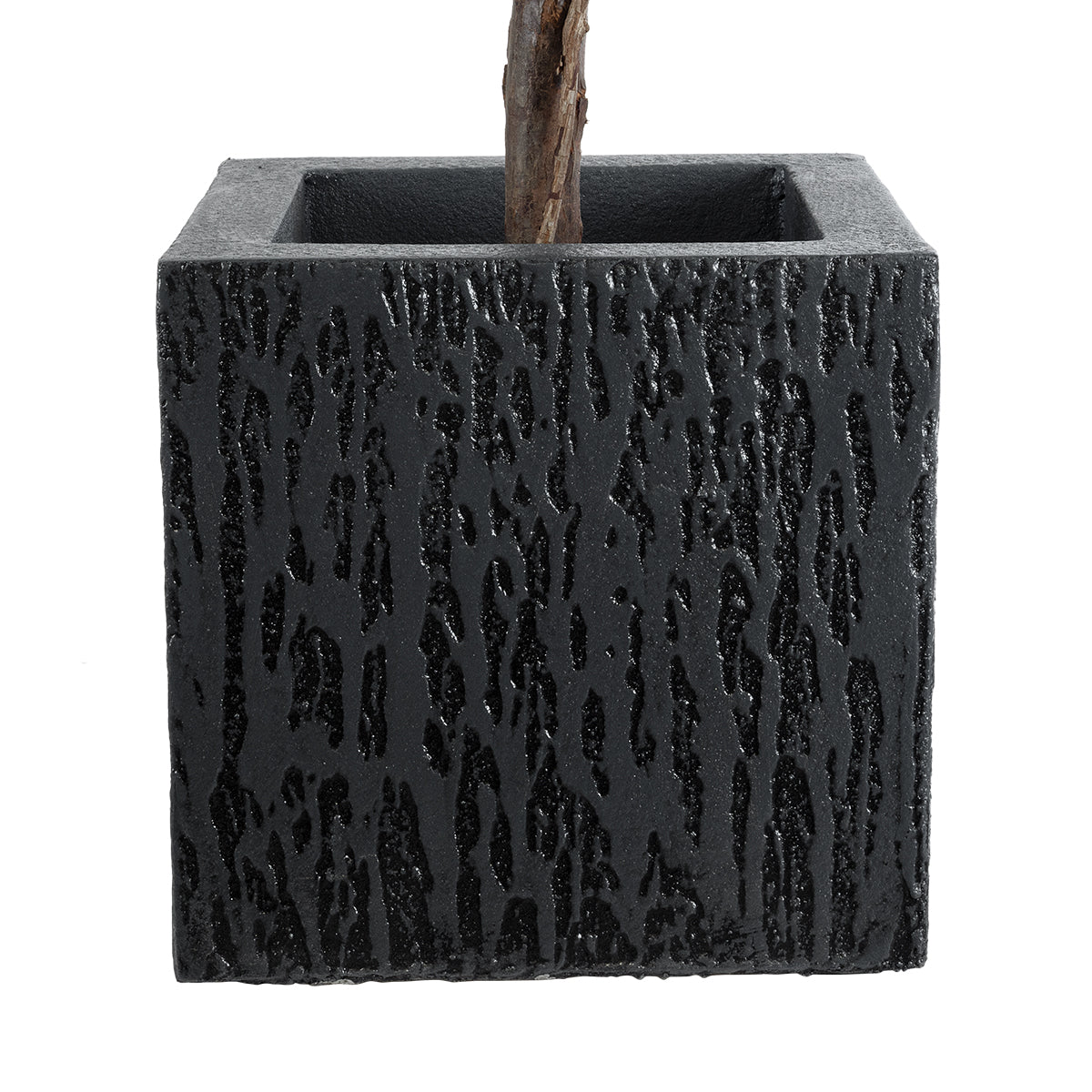 GloboStar® Artificial Garden CATALONIA 20767 Επιδαπέδιο Πολυεστερικό Τσιμεντένιο Κασπώ Γλάστρα - Flower Pot Μαύρο Μ30 x Π30 x Υ30cm - ledmania.gr