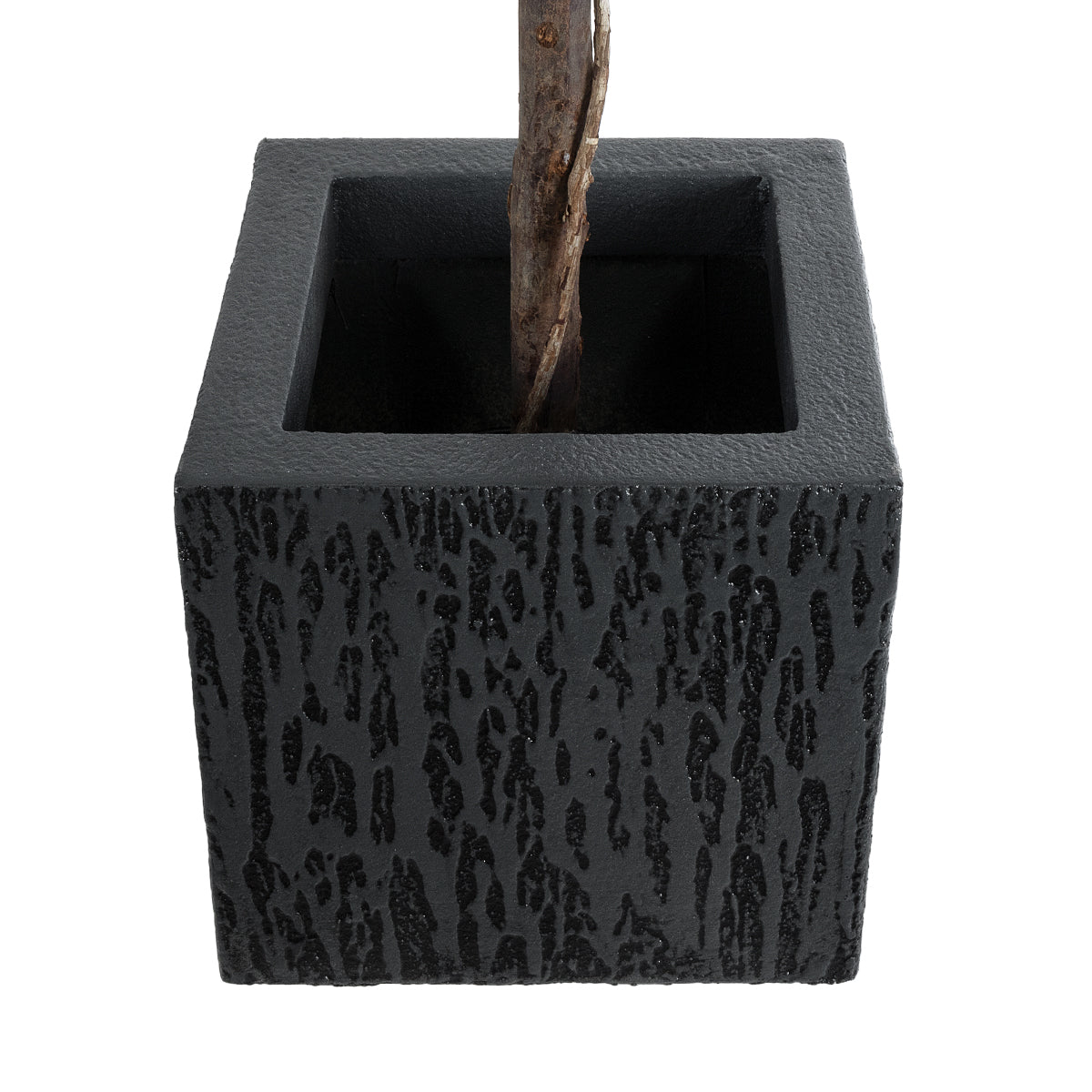 GloboStar® Artificial Garden CATALONIA 20767 Επιδαπέδιο Πολυεστερικό Τσιμεντένιο Κασπώ Γλάστρα - Flower Pot Μαύρο Μ30 x Π30 x Υ30cm - ledmania.gr