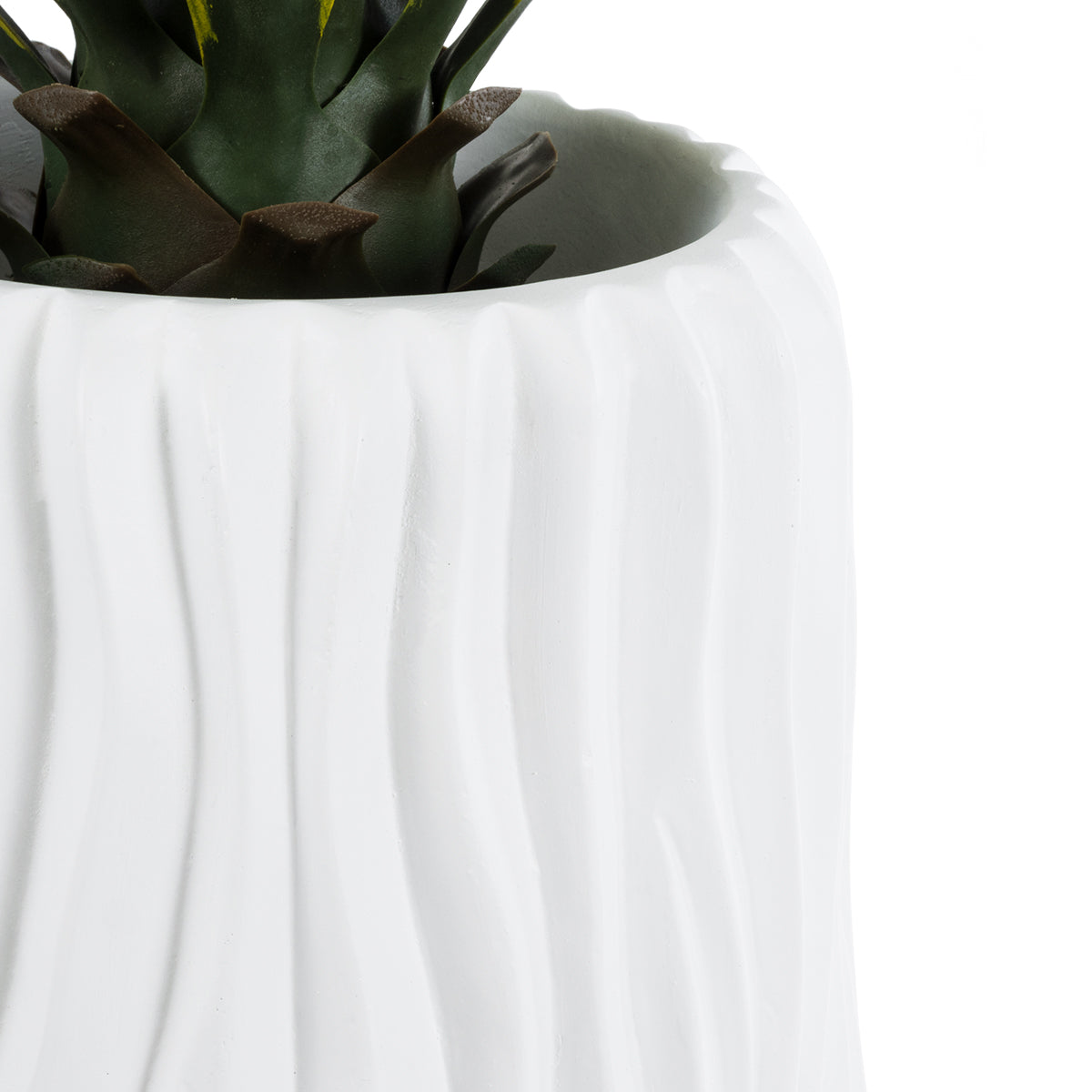 GloboStar® Artificial Garden ORIENTE 20768 Επιδαπέδιο Πολυεστερικό Τσιμεντένιο Κασπώ Γλάστρα - Flower Pot Λευκό Φ35 x Υ65cm - ledmania.gr