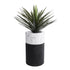 GloboStar® Artificial Garden ALMUDENA 20769 Επιδαπέδιο Πολυεστερικό Τσιμεντένιο Κασπώ Γλάστρα - Flower Pot Μαύρο με Λευκό Φ36 x Υ60cm - ledmania.gr