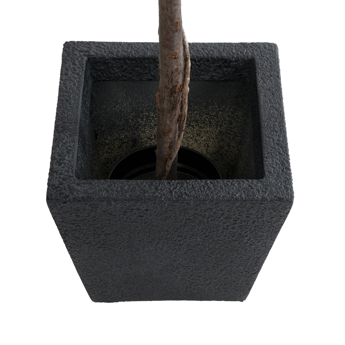 GloboStar® Artificial Garden KARRASPIO 20770 Επιδαπέδιο Πολυεστερικό Τσιμεντένιο Κασπώ Γλάστρα - Flower Pot Μαύρο Μ34 x Π34 x Υ30cm - ledmania.gr