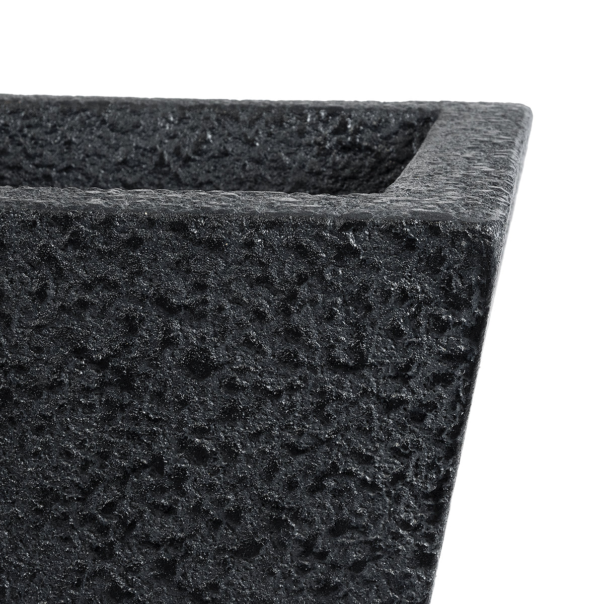 GloboStar® Artificial Garden KARRASPIO 20770 Επιδαπέδιο Πολυεστερικό Τσιμεντένιο Κασπώ Γλάστρα - Flower Pot Μαύρο Μ34 x Π34 x Υ30cm - ledmania.gr