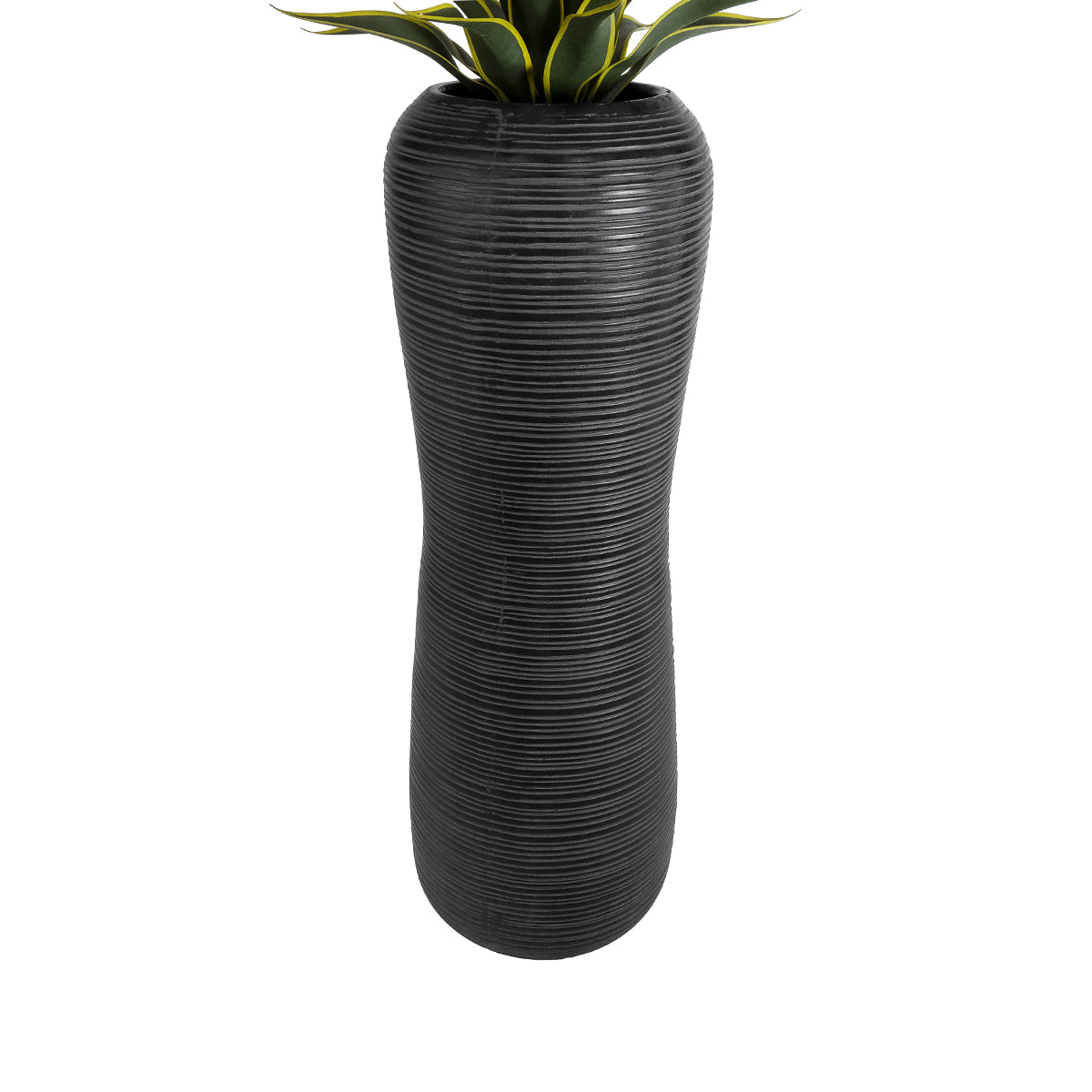GloboStar® Artificial Garden BARRIO 20772 Επιδαπέδιο Πολυεστερικό Τσιμεντένιο Κασπώ Γλάστρα - Flower Pot Μαύρο Φ40 x Υ122cm - ledmania.gr