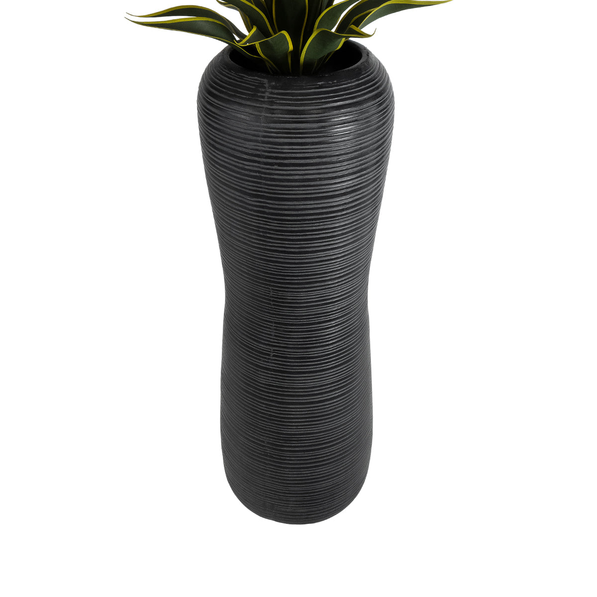 GloboStar® Artificial Garden BARRIO 20772 Επιδαπέδιο Πολυεστερικό Τσιμεντένιο Κασπώ Γλάστρα - Flower Pot Μαύρο Φ40 x Υ122cm - ledmania.gr