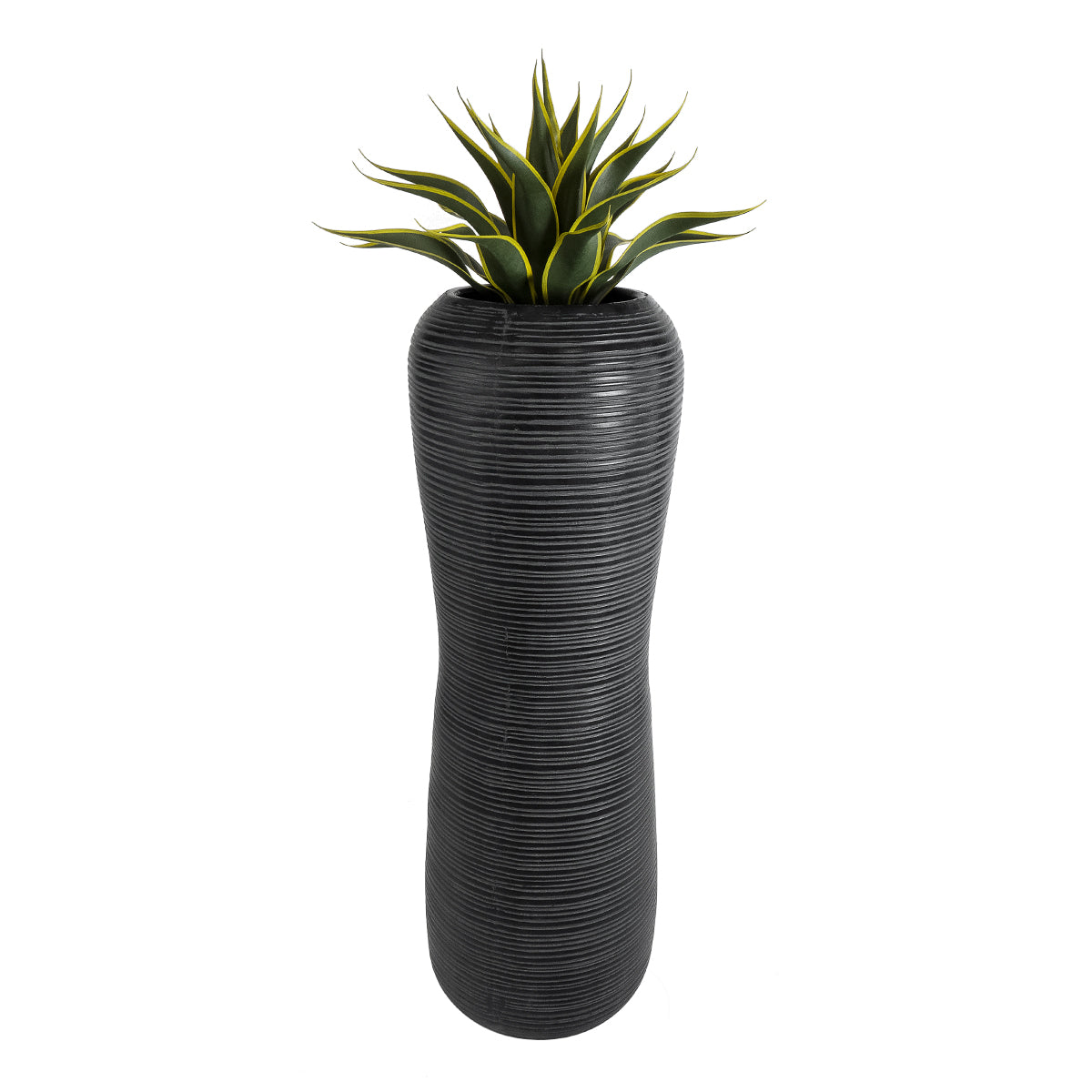 GloboStar® Artificial Garden BARRIO 20772 Επιδαπέδιο Πολυεστερικό Τσιμεντένιο Κασπώ Γλάστρα - Flower Pot Μαύρο Φ40 x Υ122cm - ledmania.gr