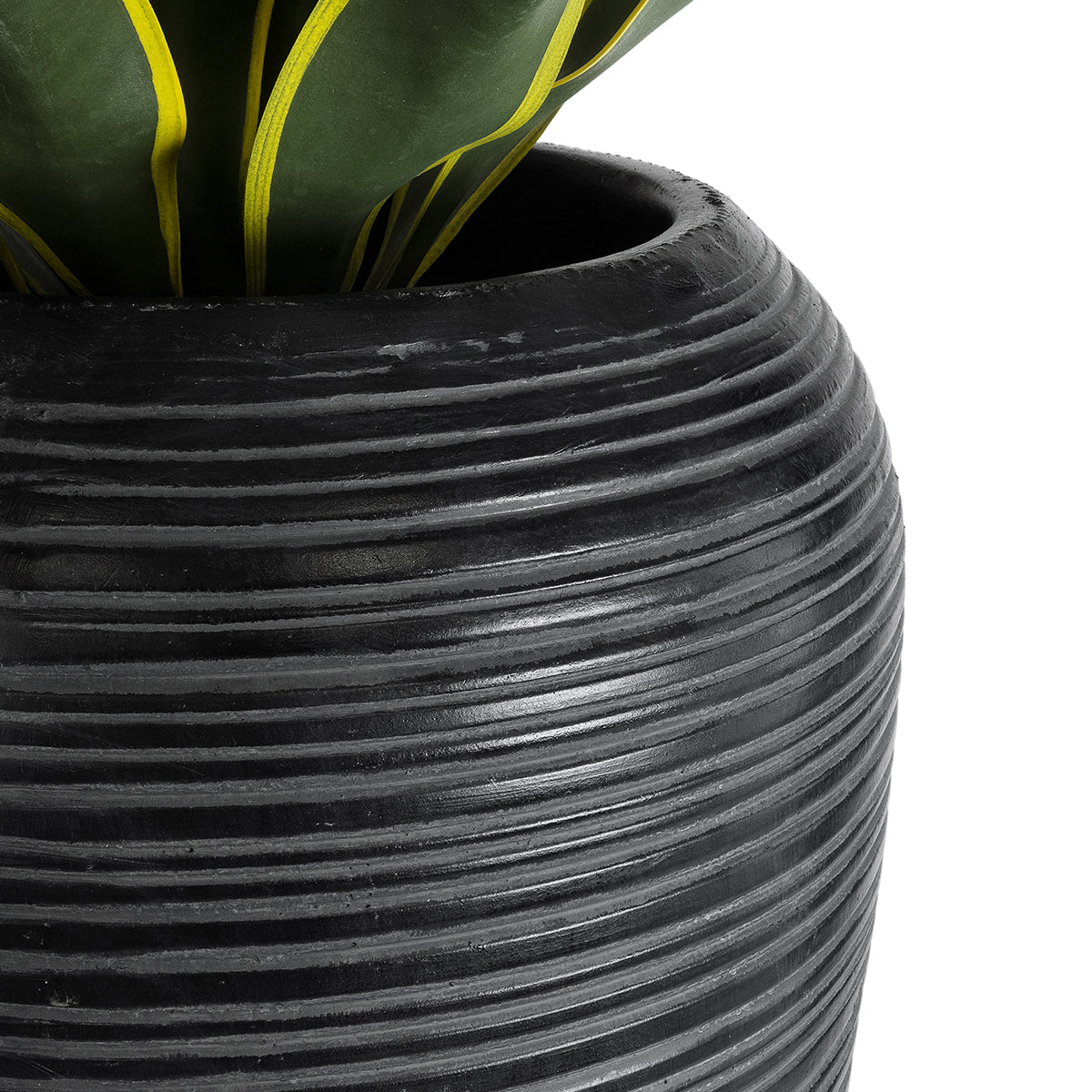 GloboStar® Artificial Garden BARRIO 20772 Επιδαπέδιο Πολυεστερικό Τσιμεντένιο Κασπώ Γλάστρα - Flower Pot Μαύρο Φ40 x Υ122cm - ledmania.gr