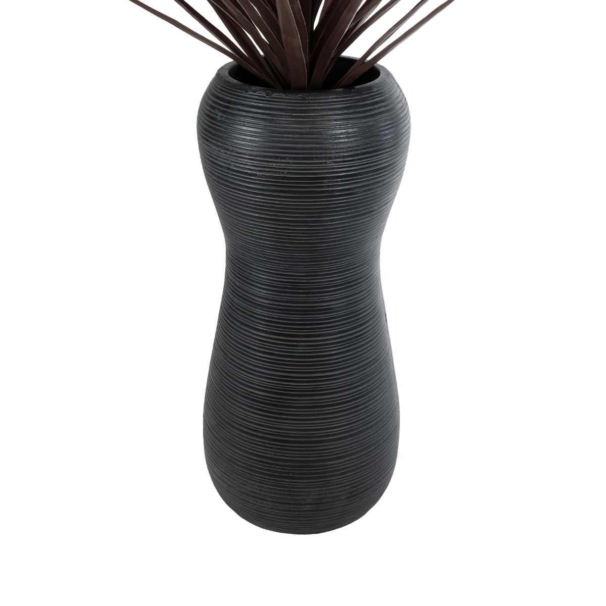 GloboStar® Artificial Garden BARRIO 20773 Επιδαπέδιο Πολυεστερικό Τσιμεντένιο Κασπώ Γλάστρα - Flower Pot Μαύρο Φ40 x Υ93cm - ledmania.gr