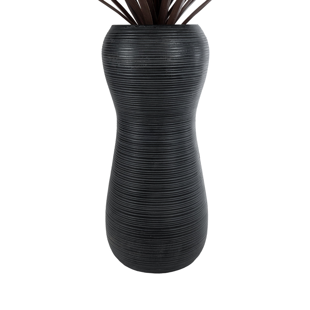 GloboStar® Artificial Garden BARRIO 20773 Επιδαπέδιο Πολυεστερικό Τσιμεντένιο Κασπώ Γλάστρα - Flower Pot Μαύρο Φ40 x Υ93cm - ledmania.gr