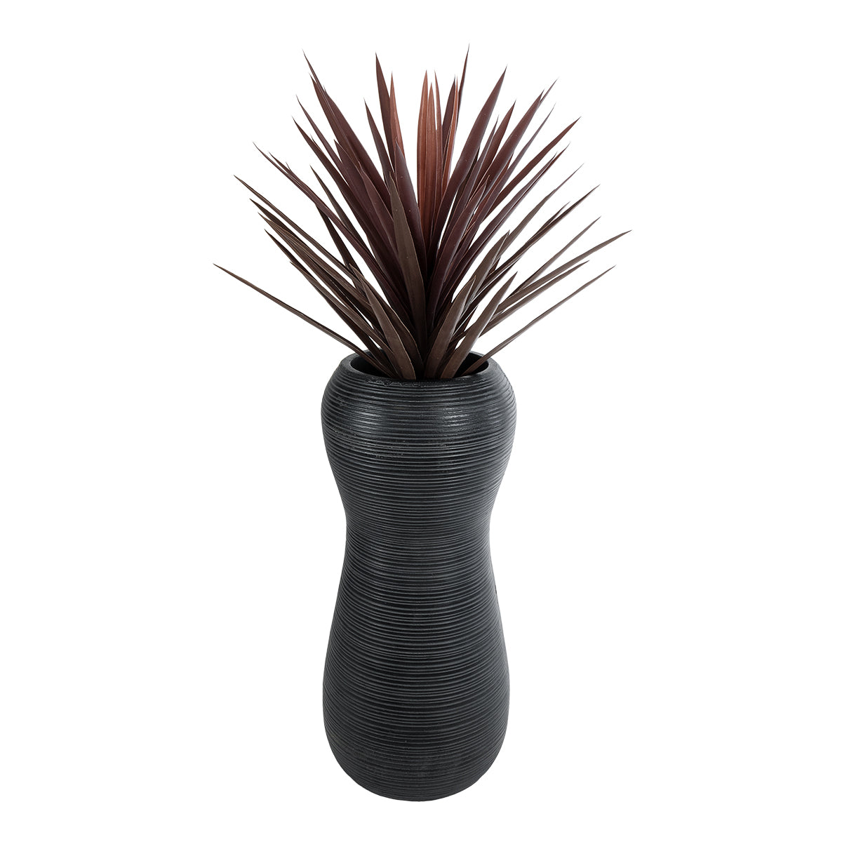 GloboStar® Artificial Garden BARRIO 20773 Επιδαπέδιο Πολυεστερικό Τσιμεντένιο Κασπώ Γλάστρα - Flower Pot Μαύρο Φ40 x Υ93cm - ledmania.gr