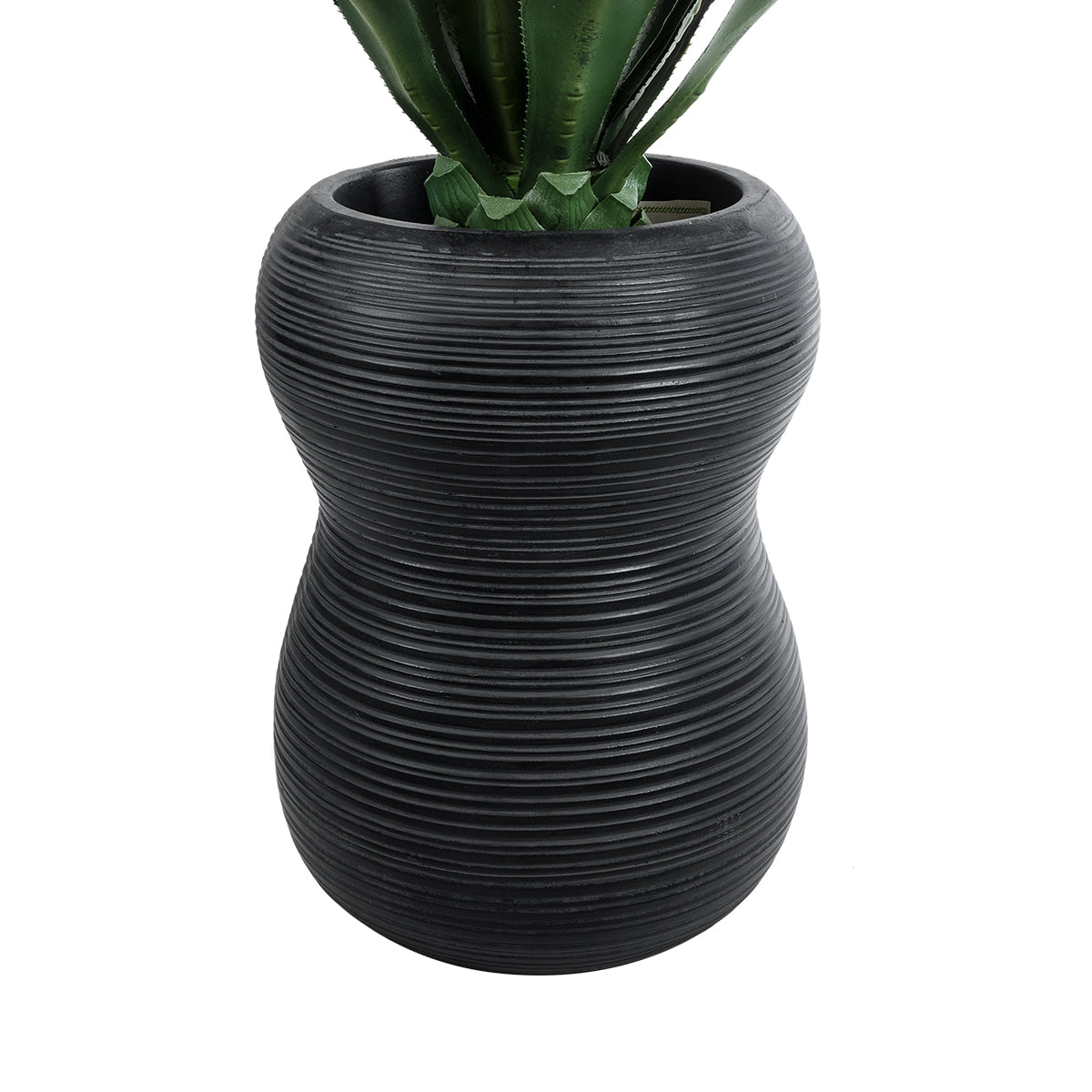 GloboStar® Artificial Garden BARRIO 20774 Επιδαπέδιο Πολυεστερικό Τσιμεντένιο Κασπώ Γλάστρα - Flower Pot Μαύρο Φ45 x Υ63cm - ledmania.gr