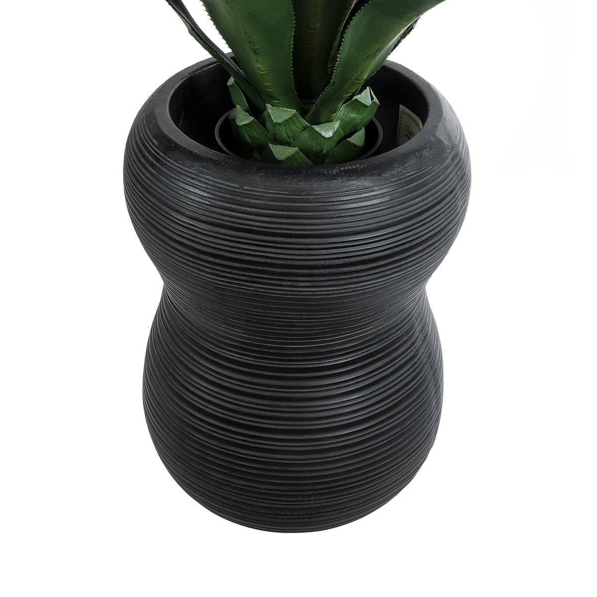 GloboStar® Artificial Garden BARRIO 20774 Επιδαπέδιο Πολυεστερικό Τσιμεντένιο Κασπώ Γλάστρα - Flower Pot Μαύρο Φ45 x Υ63cm - ledmania.gr