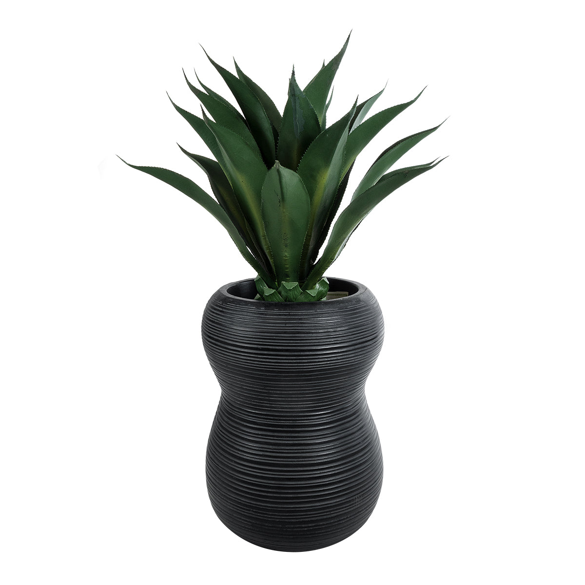 GloboStar® Artificial Garden BARRIO 20774 Επιδαπέδιο Πολυεστερικό Τσιμεντένιο Κασπώ Γλάστρα - Flower Pot Μαύρο Φ45 x Υ63cm - ledmania.gr