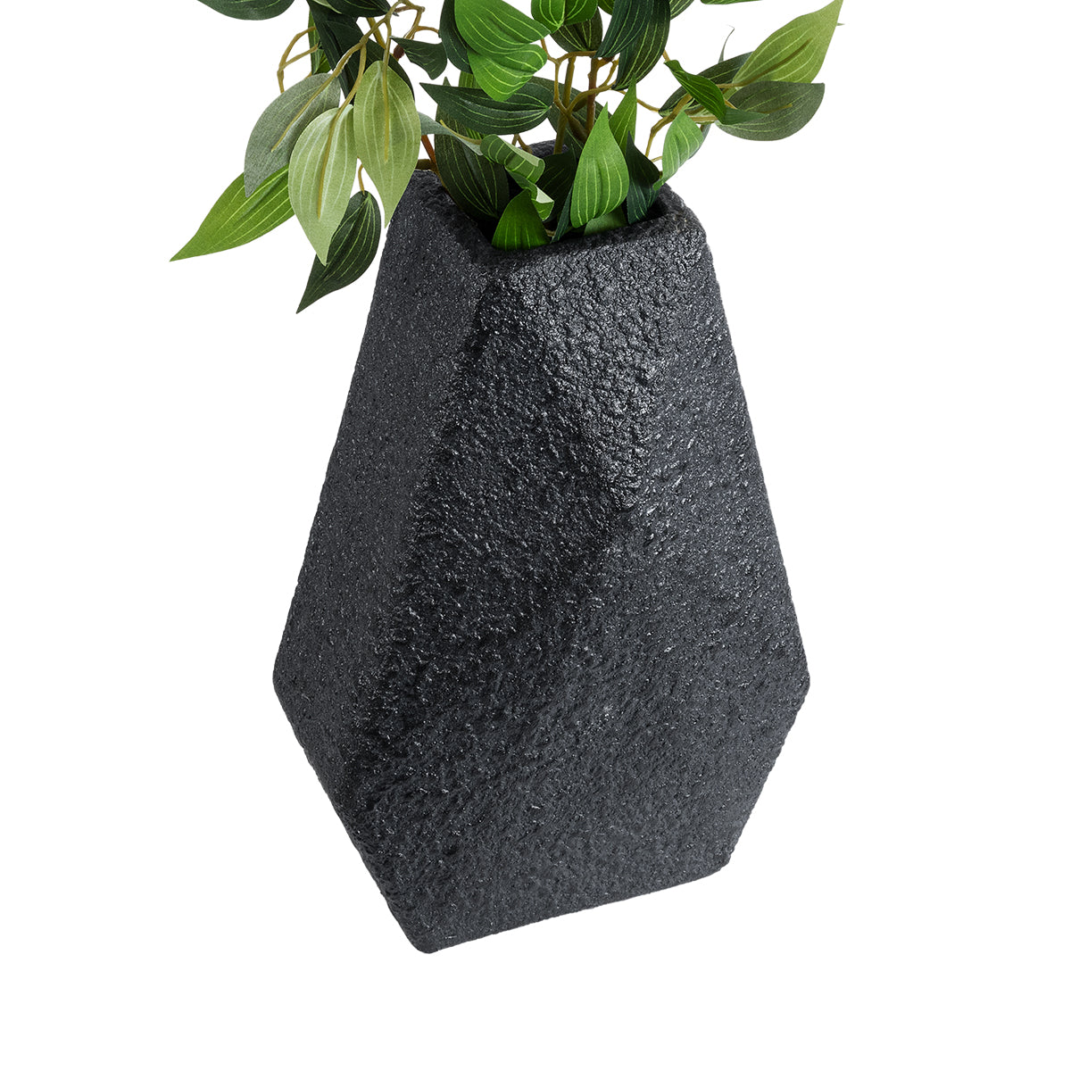 GloboStar® Artificial Garden GREENWICH 20786 Επιδαπέδιο Πολυεστερικό Τσιμεντένιο Κασπώ Γλάστρα - Flower Pot Μαύρο Μ20 x Π14 x Υ32cm - ledmania.gr