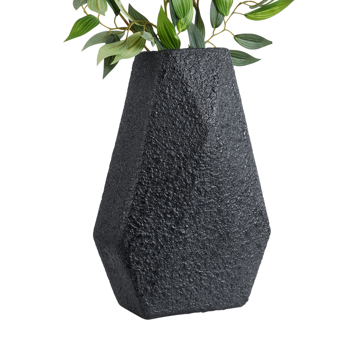 GloboStar® Artificial Garden GREENWICH 20786 Επιδαπέδιο Πολυεστερικό Τσιμεντένιο Κασπώ Γλάστρα - Flower Pot Μαύρο Μ20 x Π14 x Υ32cm - ledmania.gr