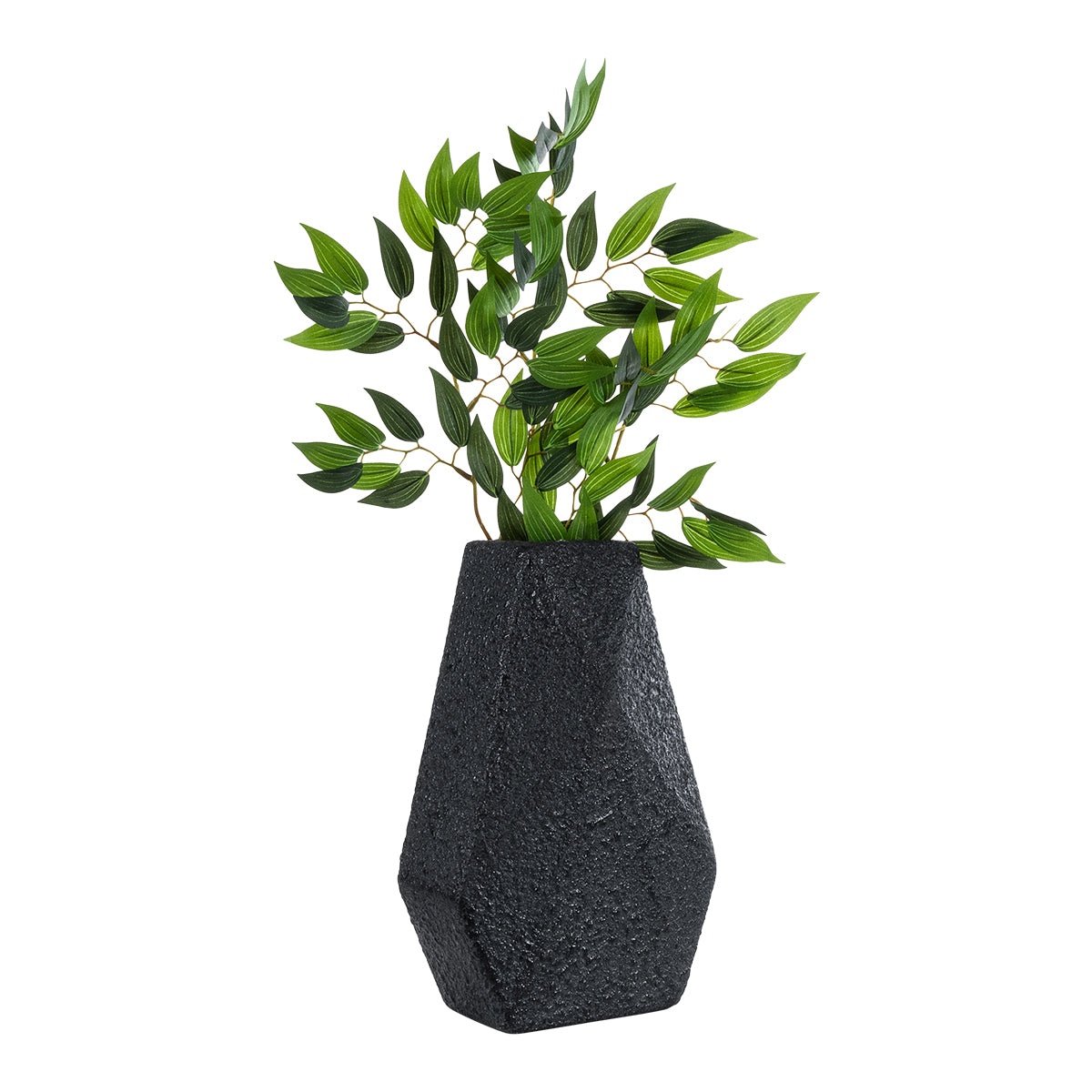 GloboStar® Artificial Garden GREENWICH 20786 Επιδαπέδιο Πολυεστερικό Τσιμεντένιο Κασπώ Γλάστρα - Flower Pot Μαύρο Μ20 x Π14 x Υ32cm - ledmania.gr