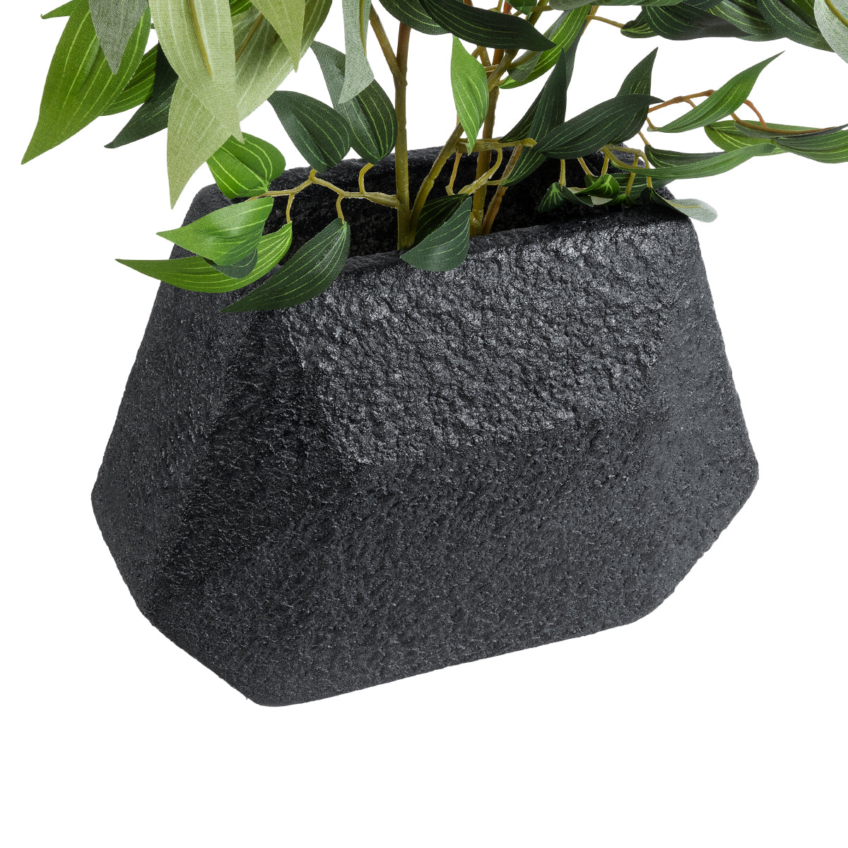 GloboStar® Artificial Garden GREENWICH 20787 Επιδαπέδιο Πολυεστερικό Τσιμεντένιο Κασπώ Γλάστρα - Flower Pot Μαύρο Μ24 x Π14 x Υ20cm - ledmania.gr
