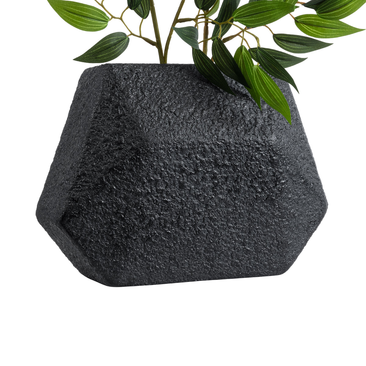 GloboStar® Artificial Garden GREENWICH 20787 Επιδαπέδιο Πολυεστερικό Τσιμεντένιο Κασπώ Γλάστρα - Flower Pot Μαύρο Μ24 x Π14 x Υ20cm - ledmania.gr