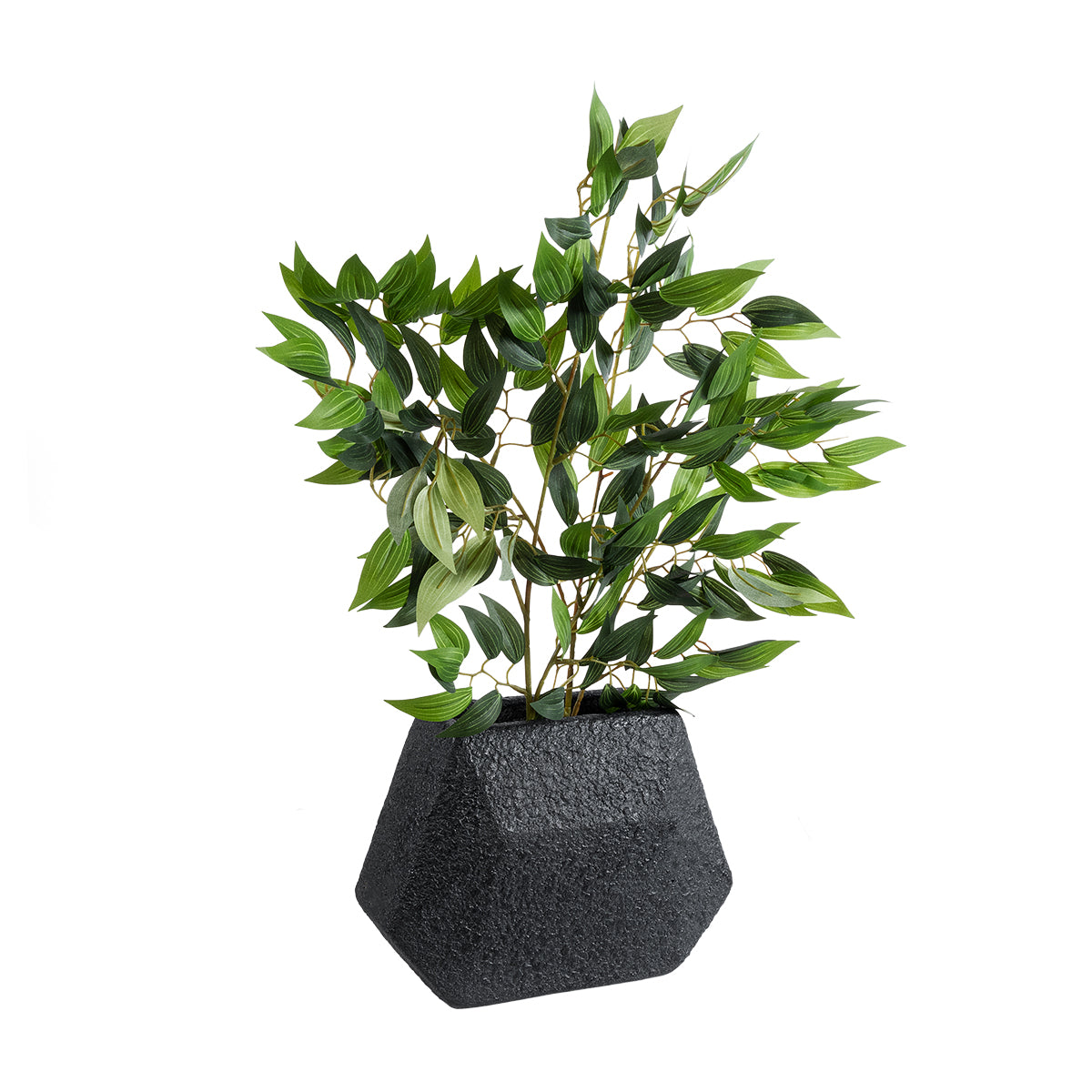 GloboStar® Artificial Garden GREENWICH 20787 Επιδαπέδιο Πολυεστερικό Τσιμεντένιο Κασπώ Γλάστρα - Flower Pot Μαύρο Μ24 x Π14 x Υ20cm - ledmania.gr