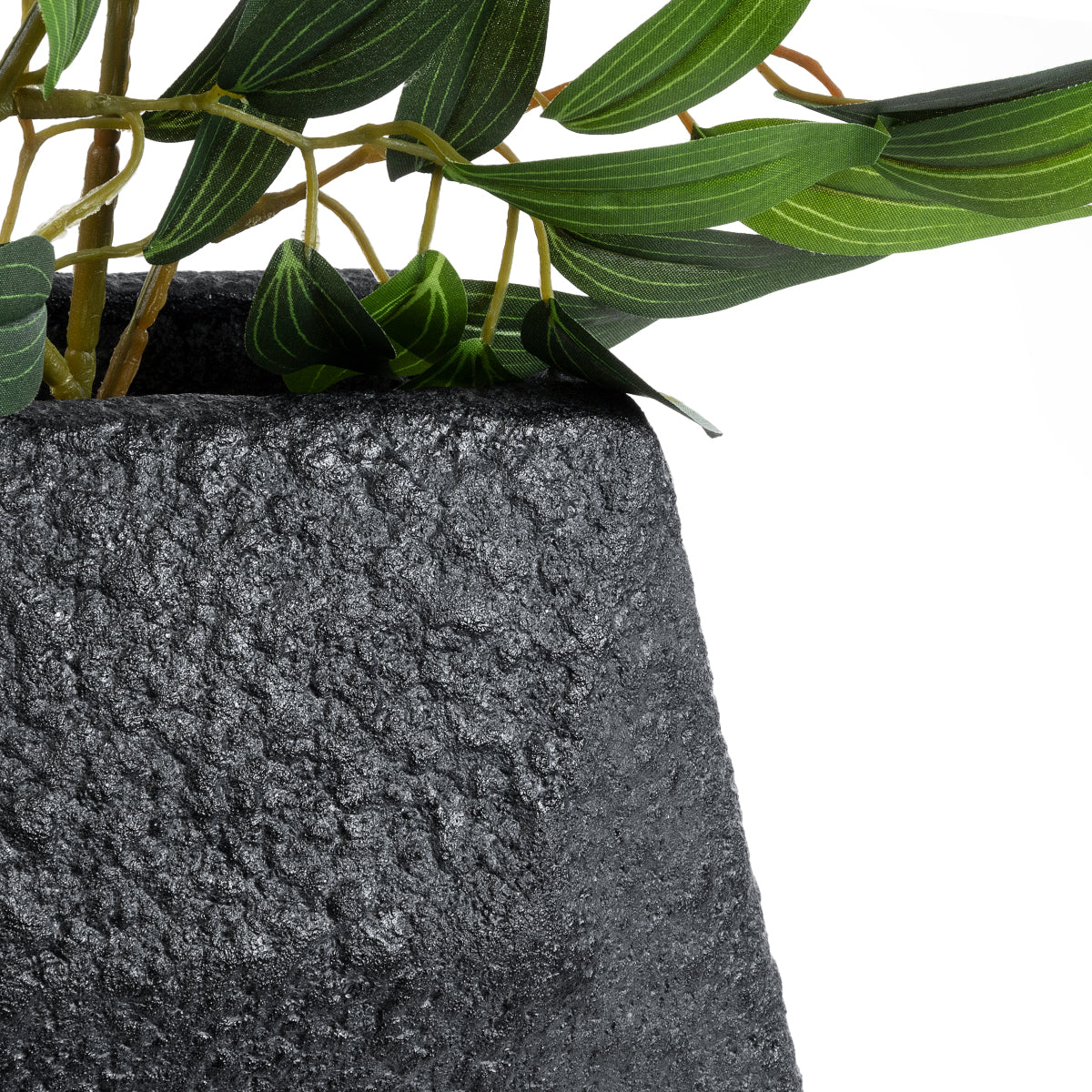 GloboStar® Artificial Garden GREENWICH 20787 Επιδαπέδιο Πολυεστερικό Τσιμεντένιο Κασπώ Γλάστρα - Flower Pot Μαύρο Μ24 x Π14 x Υ20cm - ledmania.gr