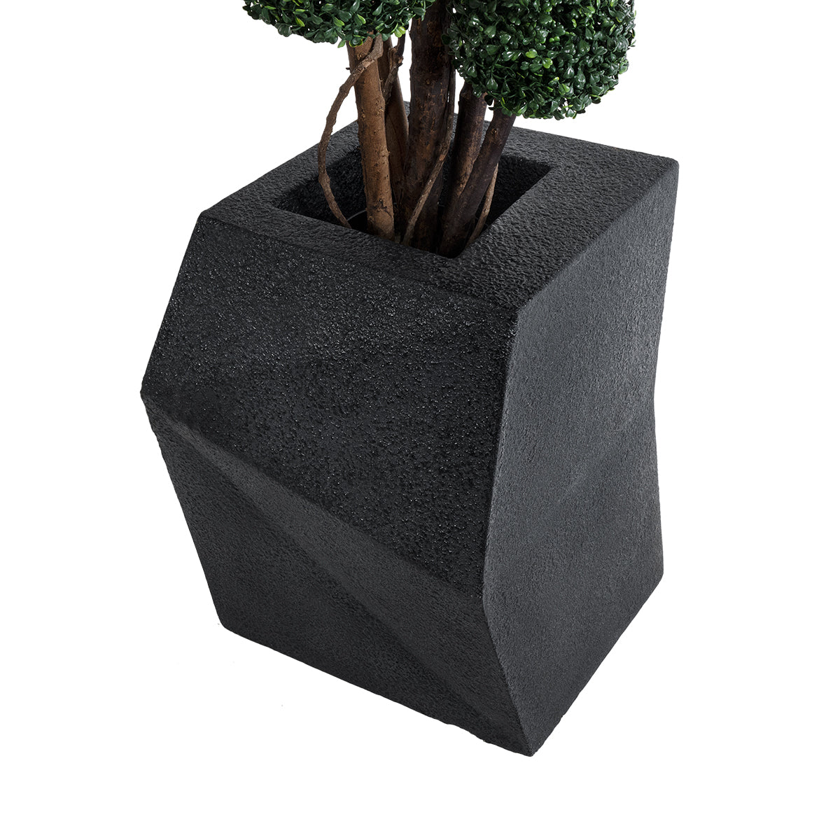 GloboStar® Artificial Garden CAMDEN 20788 Επιδαπέδιο Πολυεστερικό Τσιμεντένιο Κασπώ Γλάστρα - Flower Pot Μαύρο Μ47 x Π43 x Υ66cm - ledmania.gr